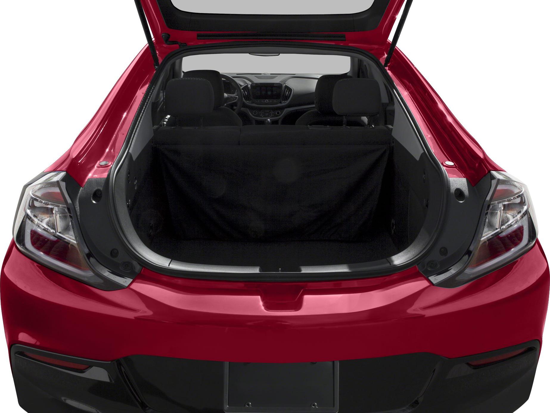 Open hatchback rear cargo area with visible rear seats and interior controls