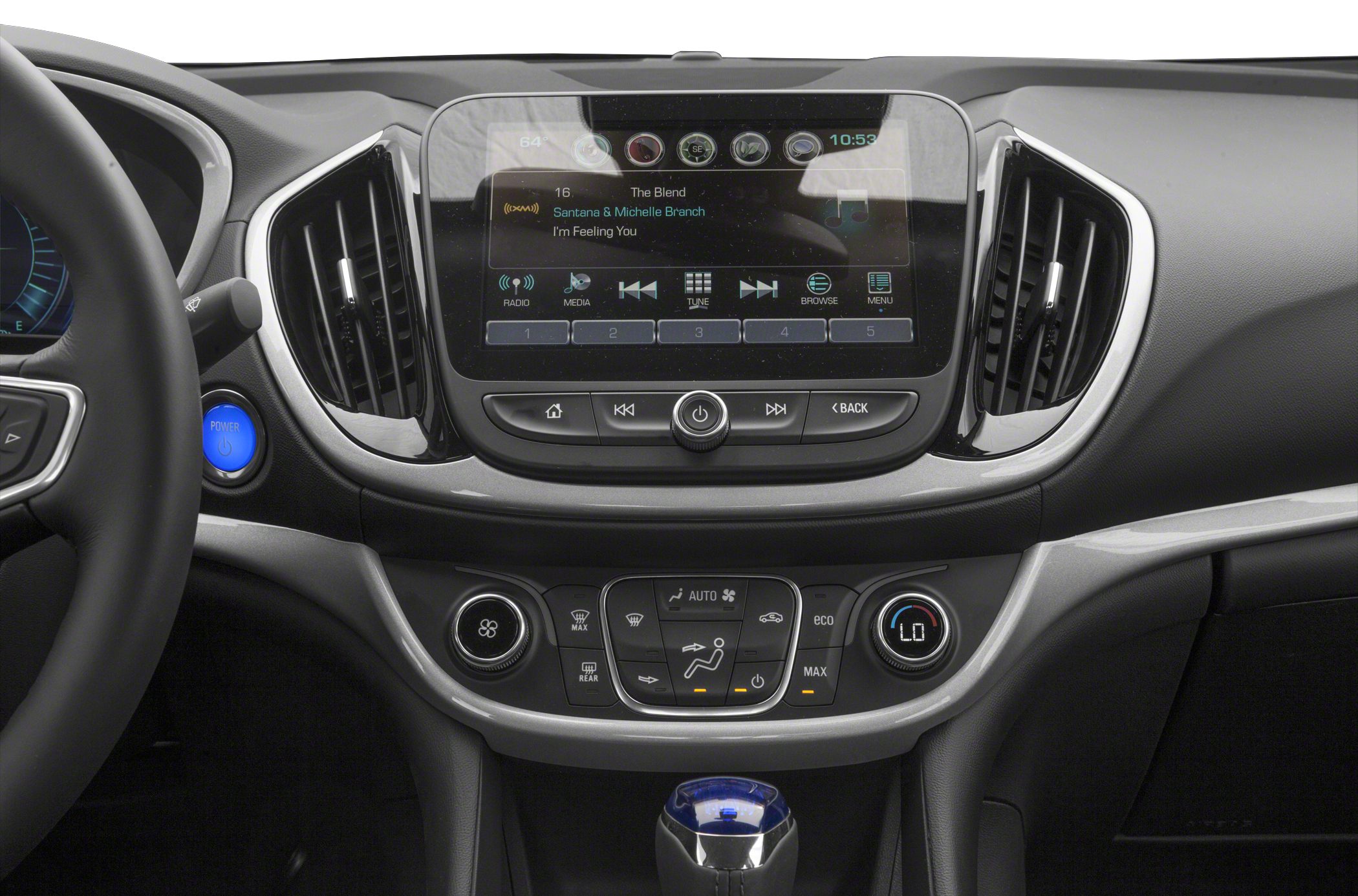 Modern dashboard with touchscreen infotainment and climate control panel
