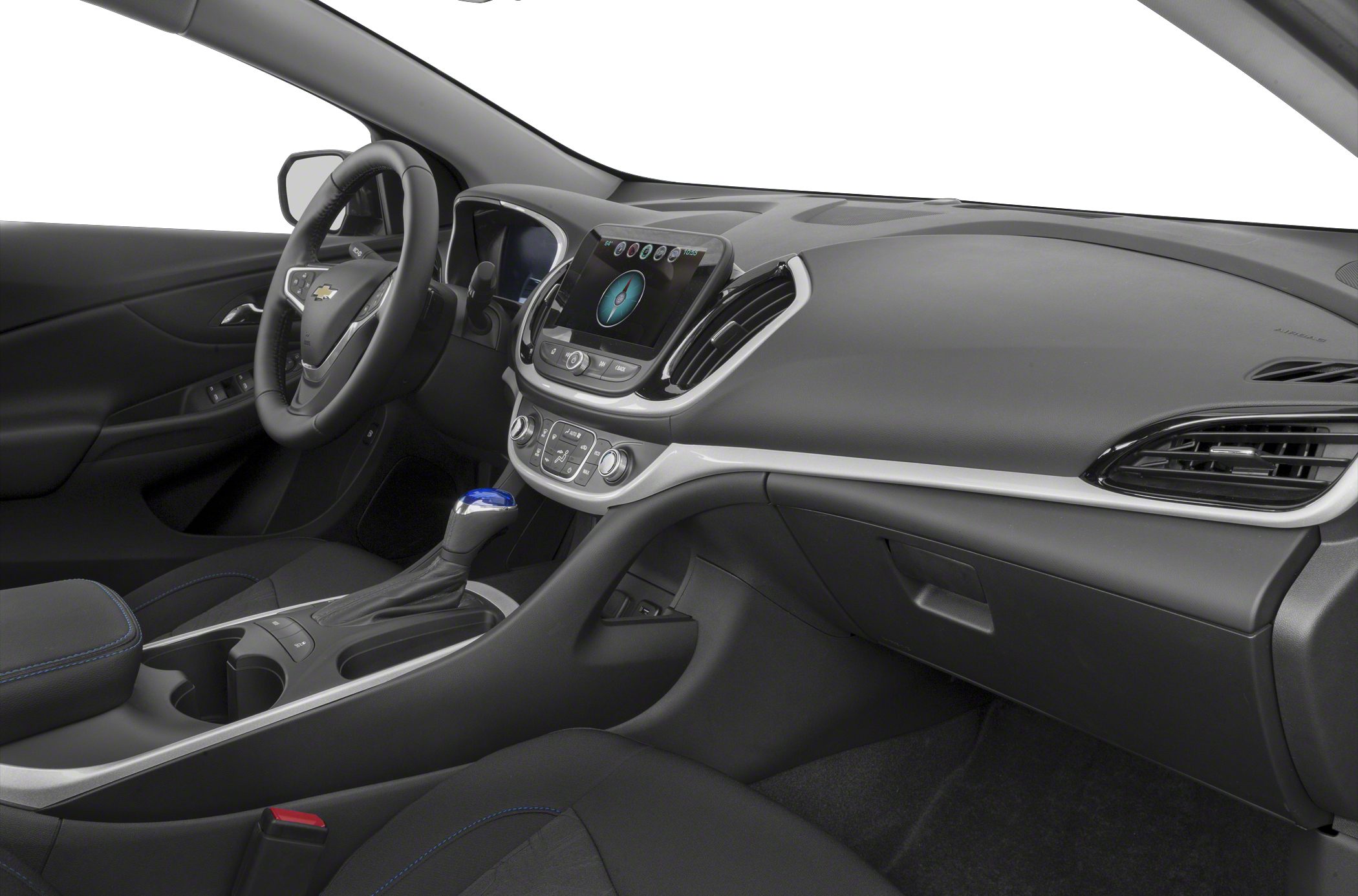 Modern interior with digital dashboard and touchscreen center console
