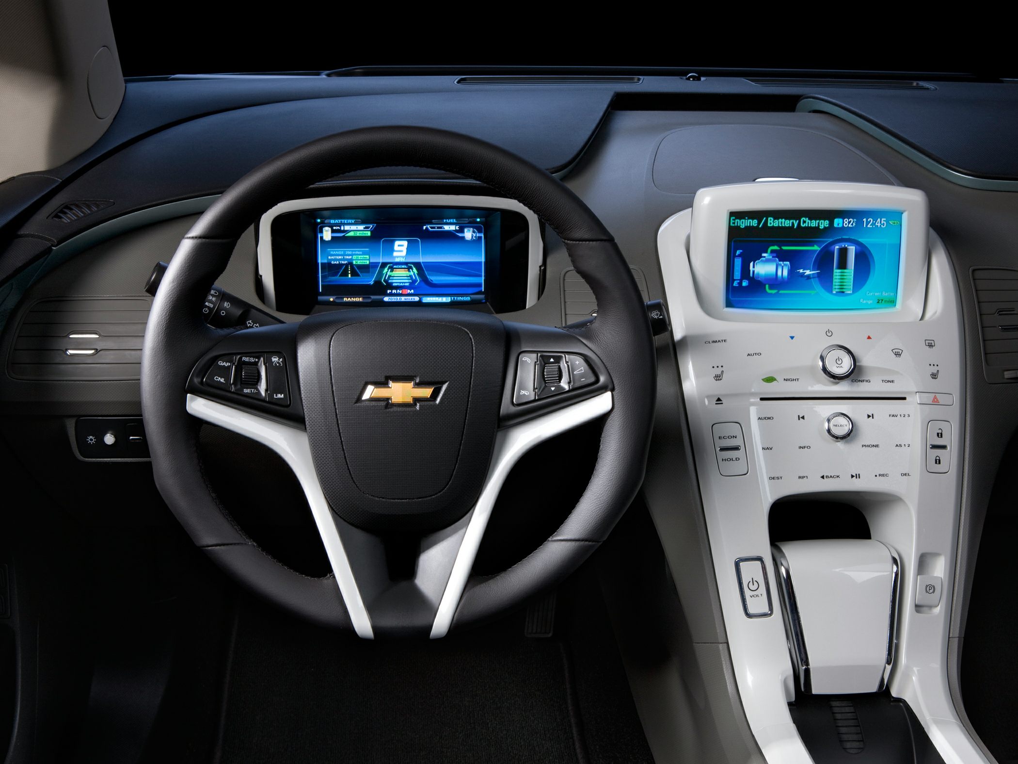 Digital instrument cluster and center console display with steering wheel controls