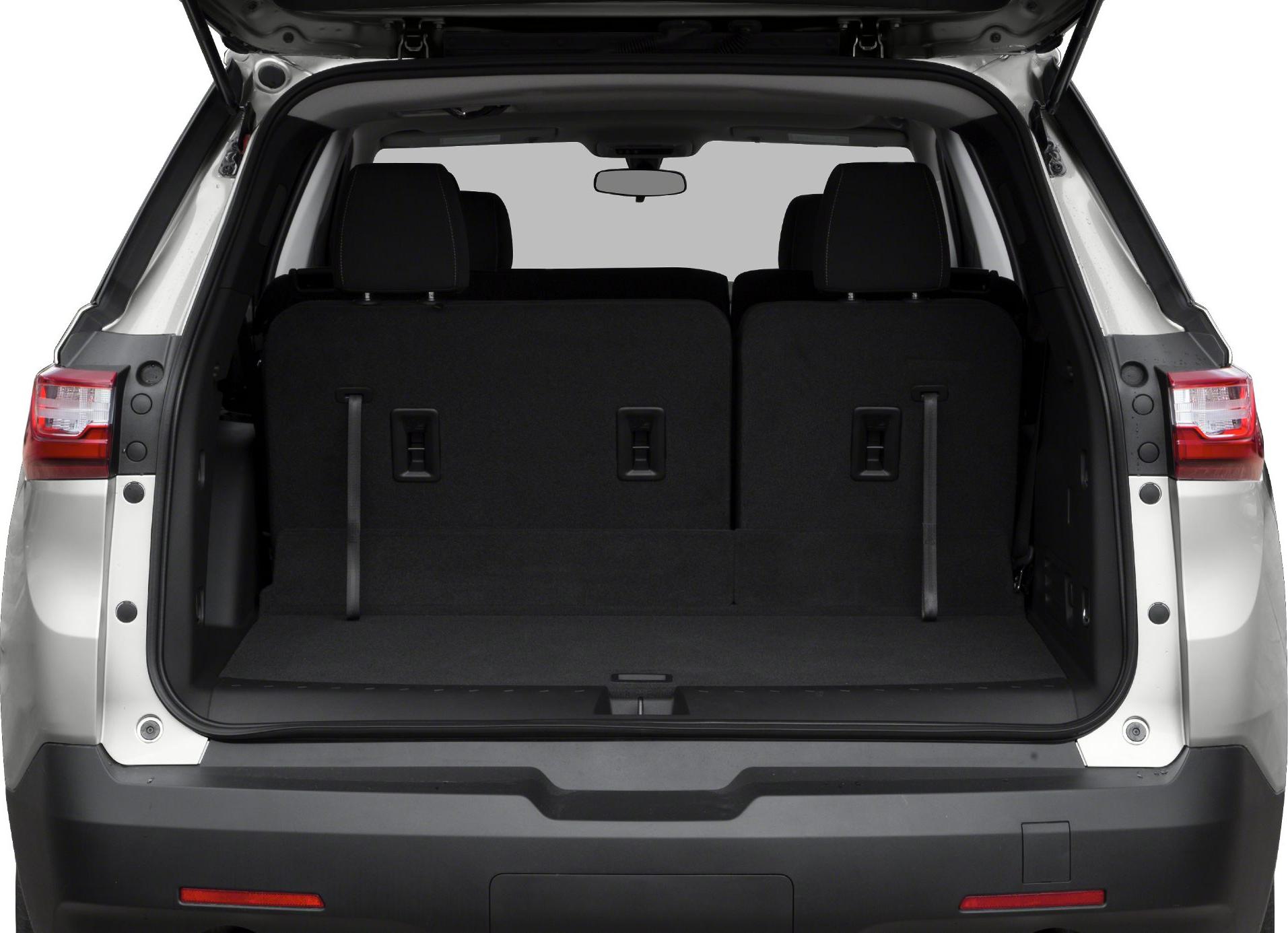 Spacious rear cargo area with foldable seats in SUV