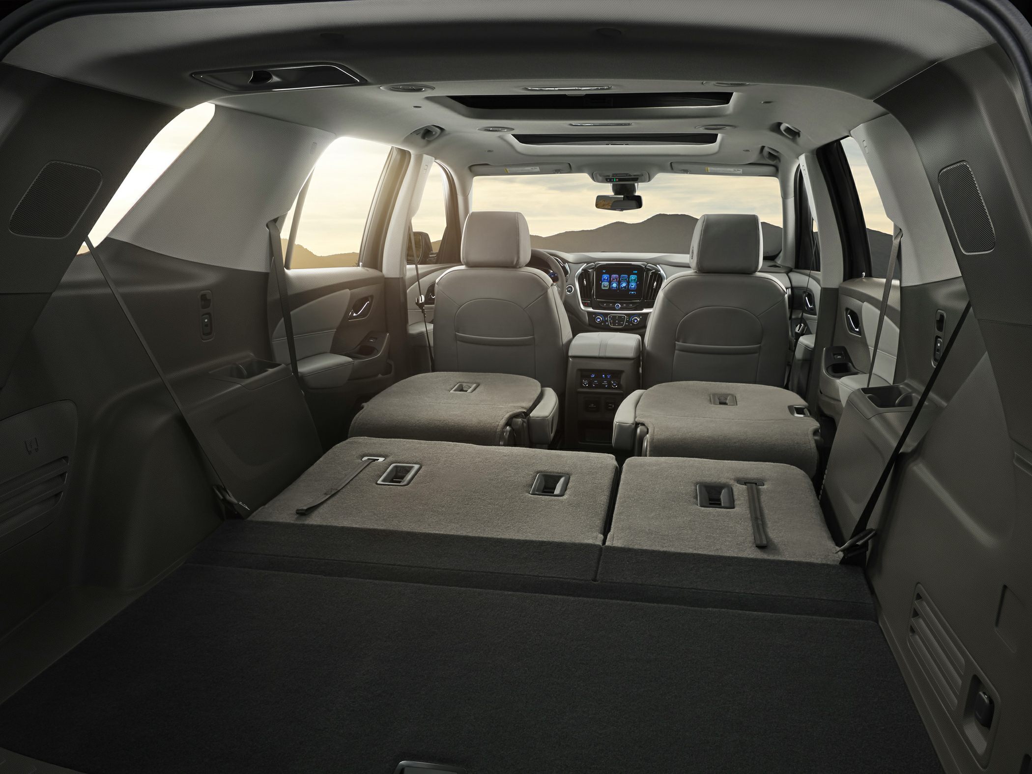 Folded rear seats and spacious SUV interior