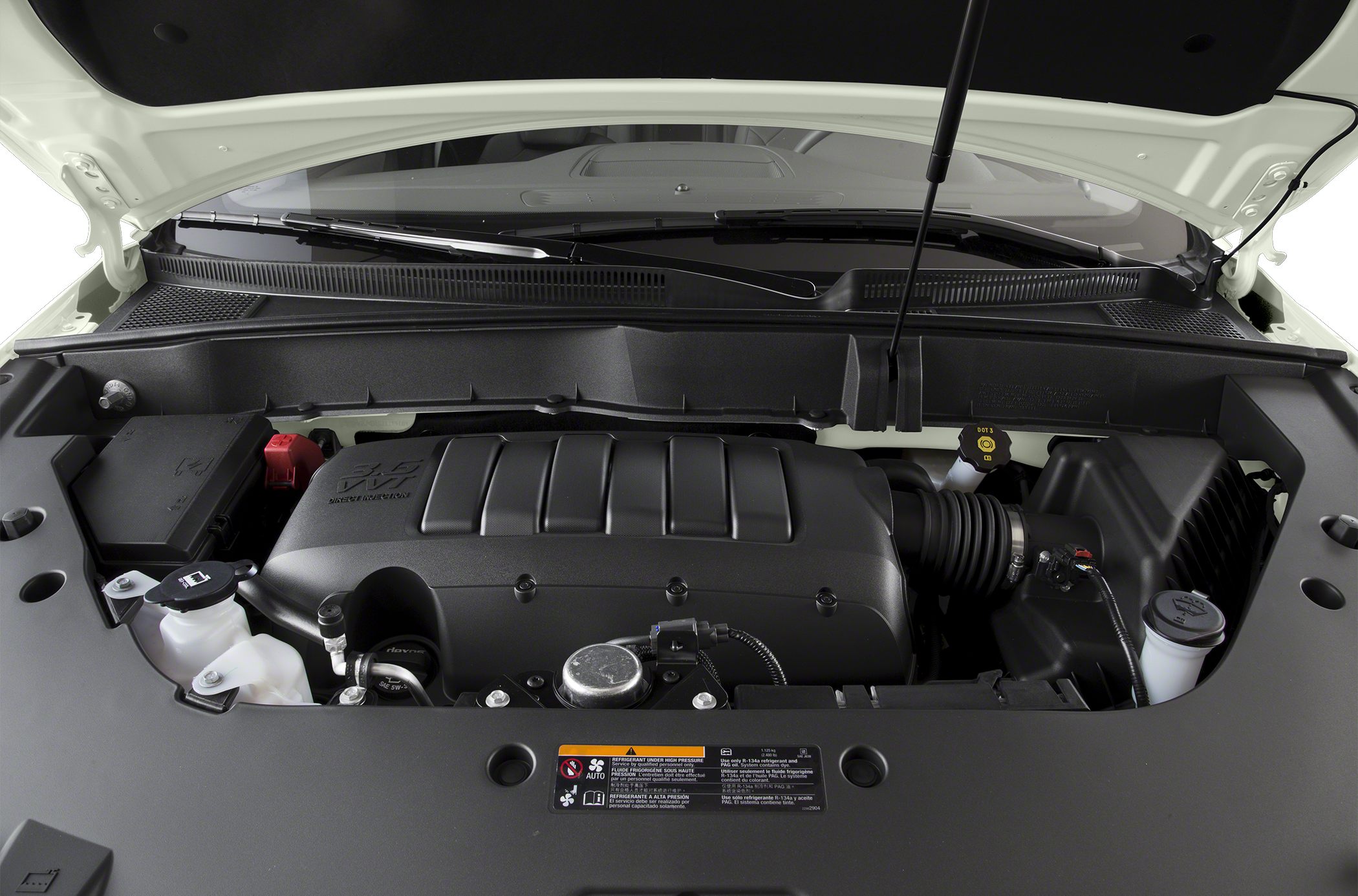3.6L VVT engine layout with clear engine cover and components