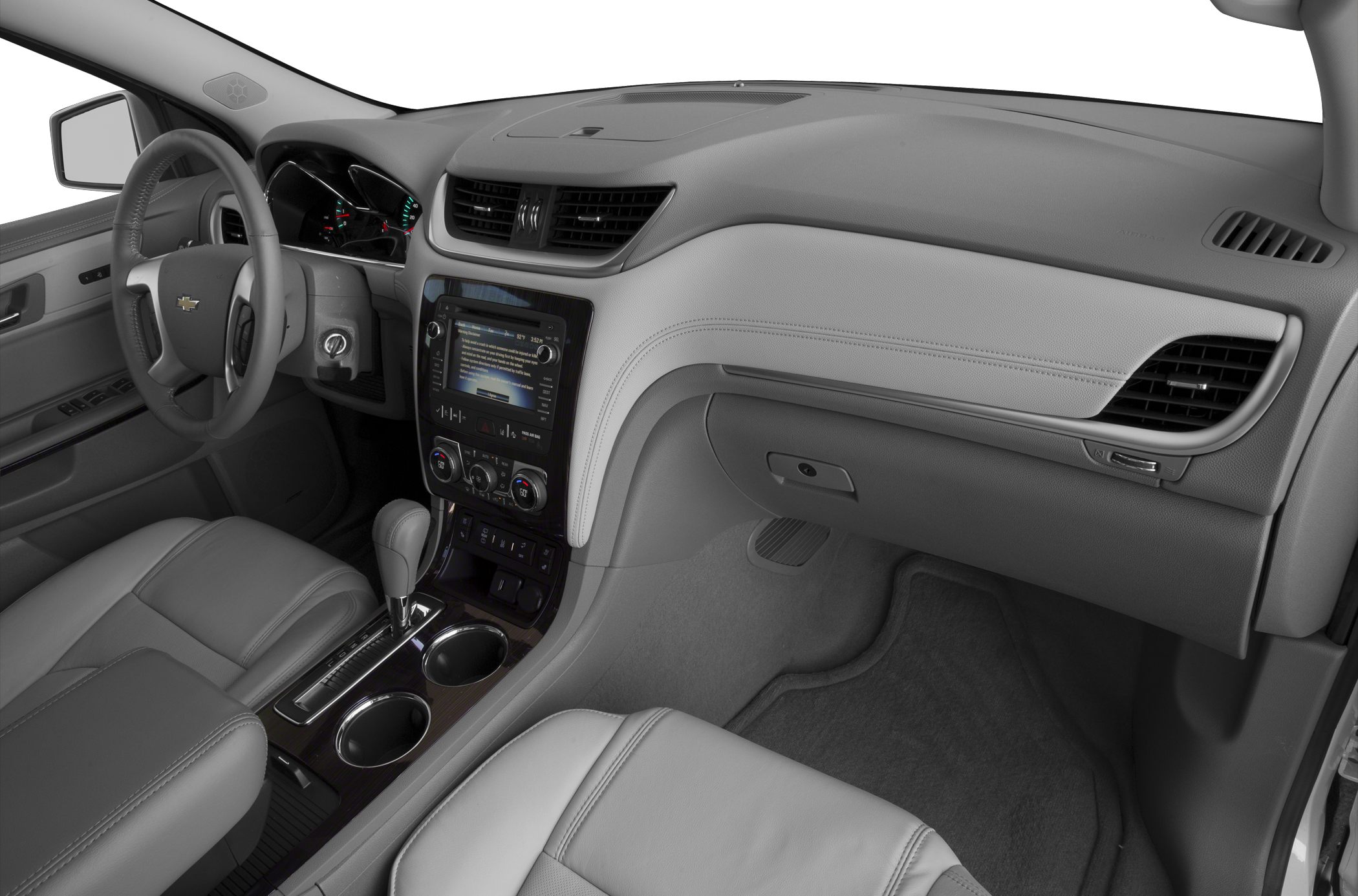Modern dashboard and center console with leather seats
