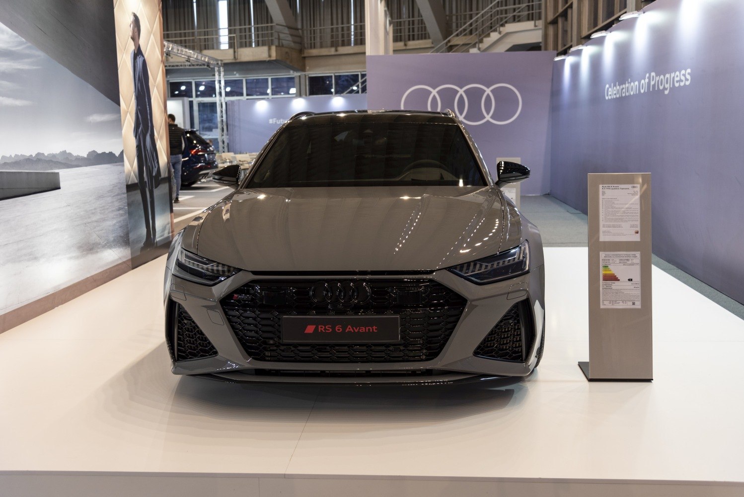 Aggressive front grille and sharp LED headlights.