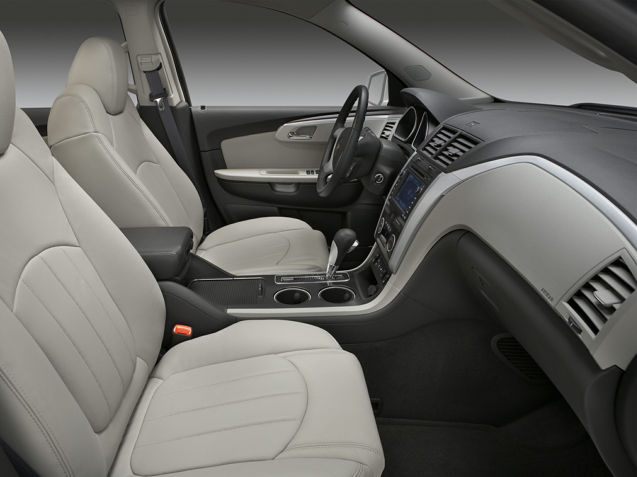 Modern SUV interior with comfortable seats and advanced center console