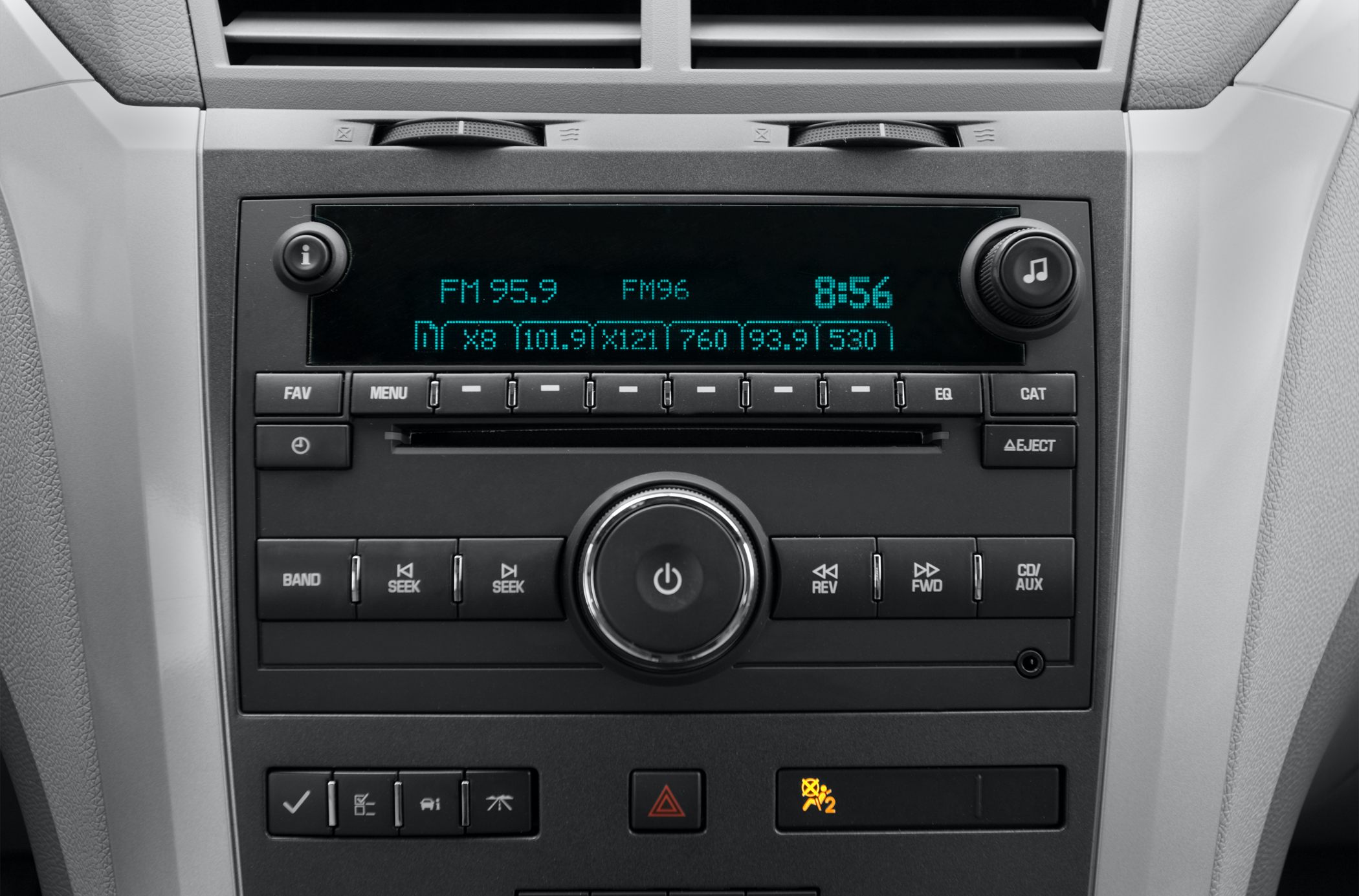 Car radio and audio control console with FM display