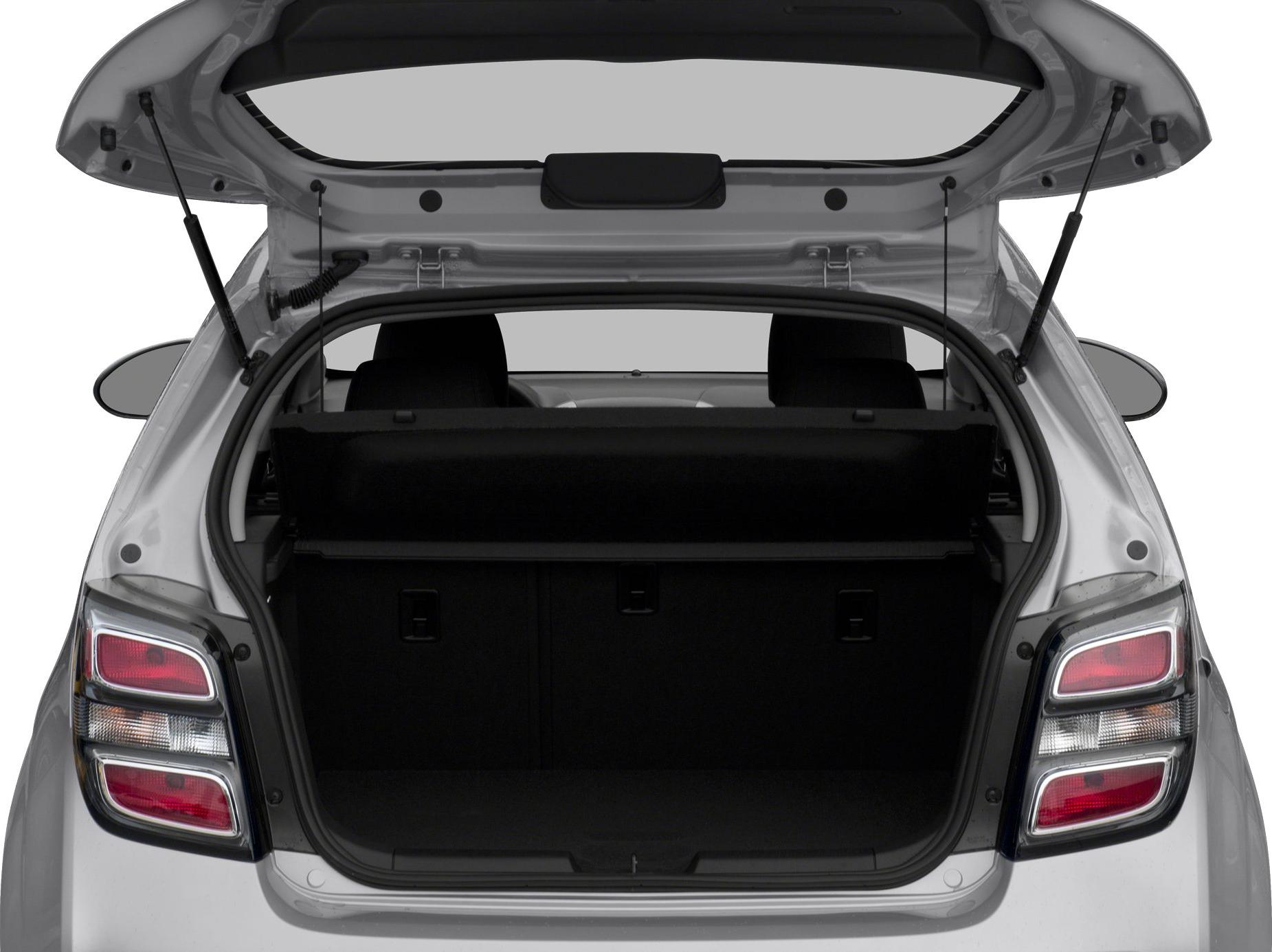 Open hatchback trunk with visible rear lights
