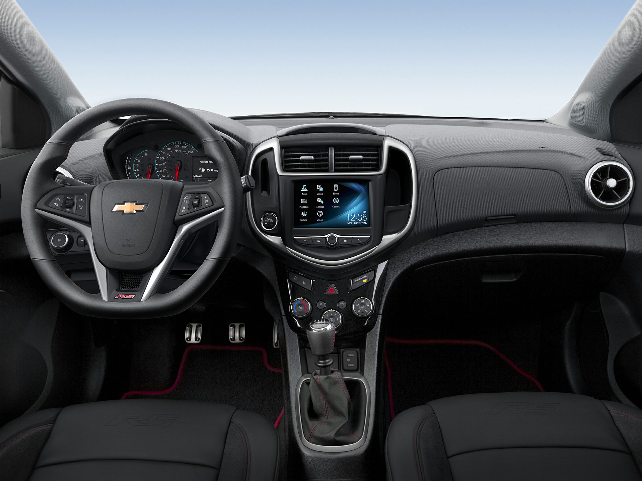 Ergonomic dashboard with digital infotainment and manual gear shift