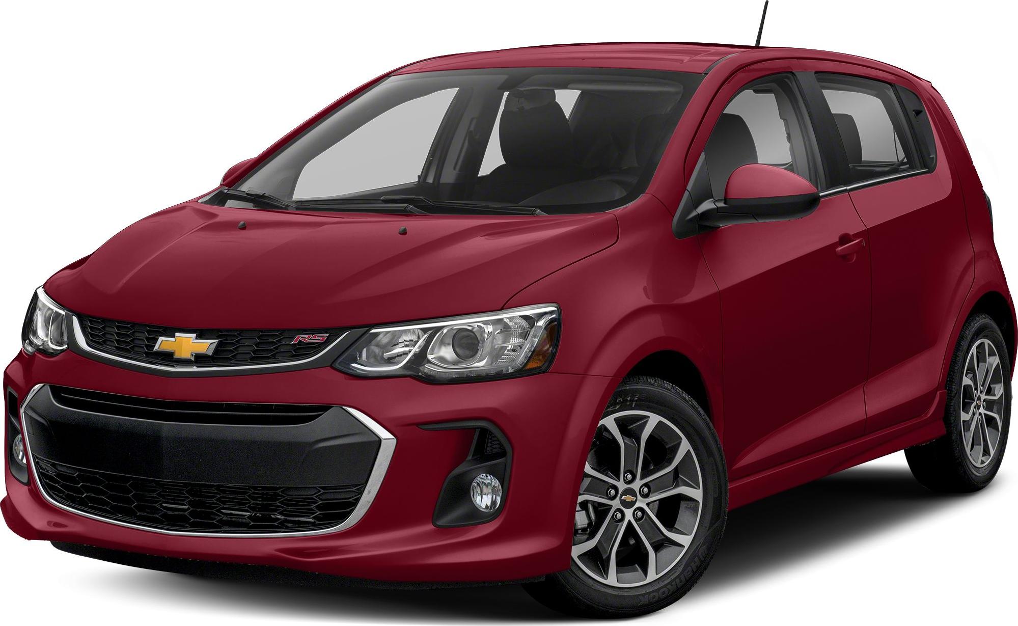 Front view of red compact hatchback with sporty grille and alloy wheels