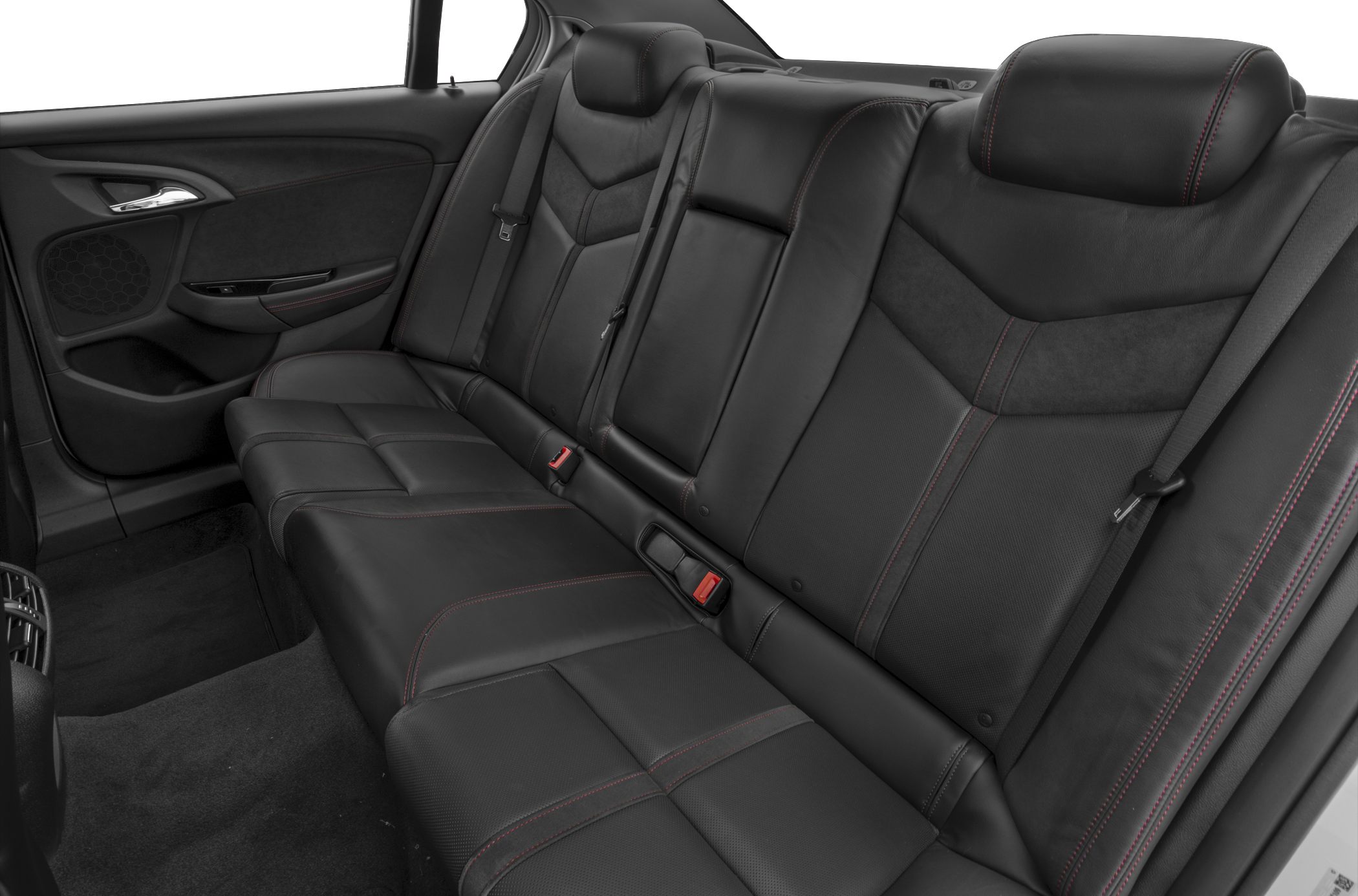 Premium black leather rear seats with red stitching