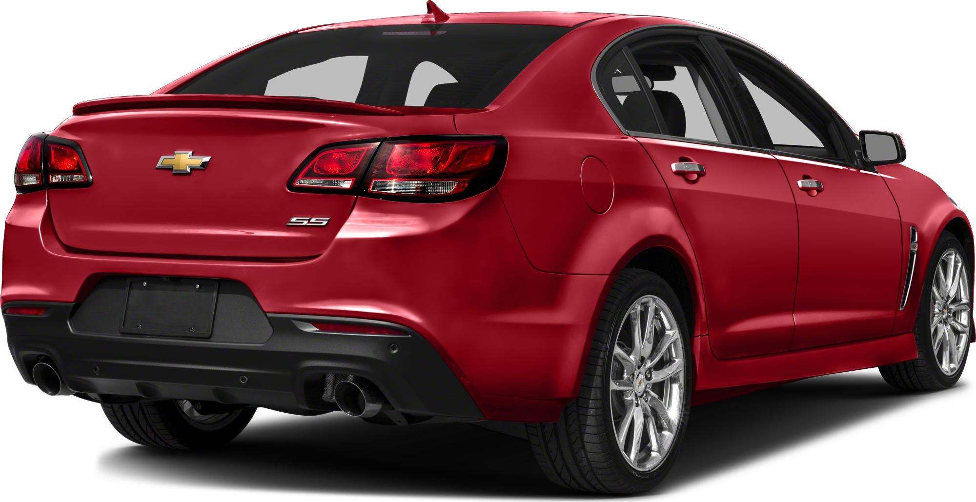 Rear view with sharp tail lights and dual exhaust pipes on sporty sedan