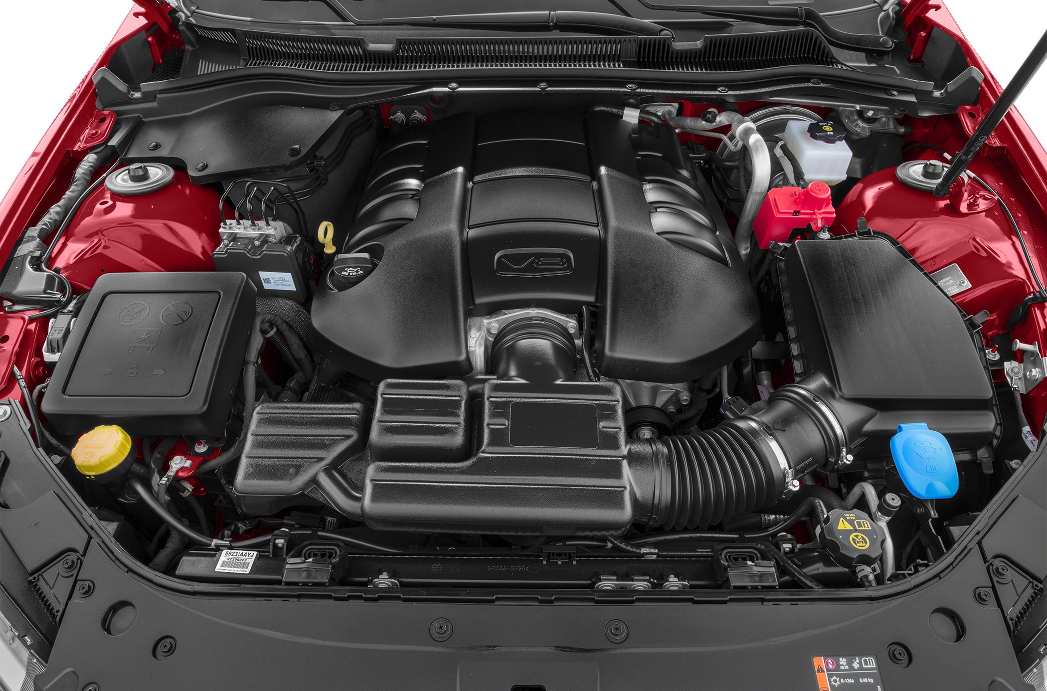 High-performance V8 engine bay with detailed components and layout