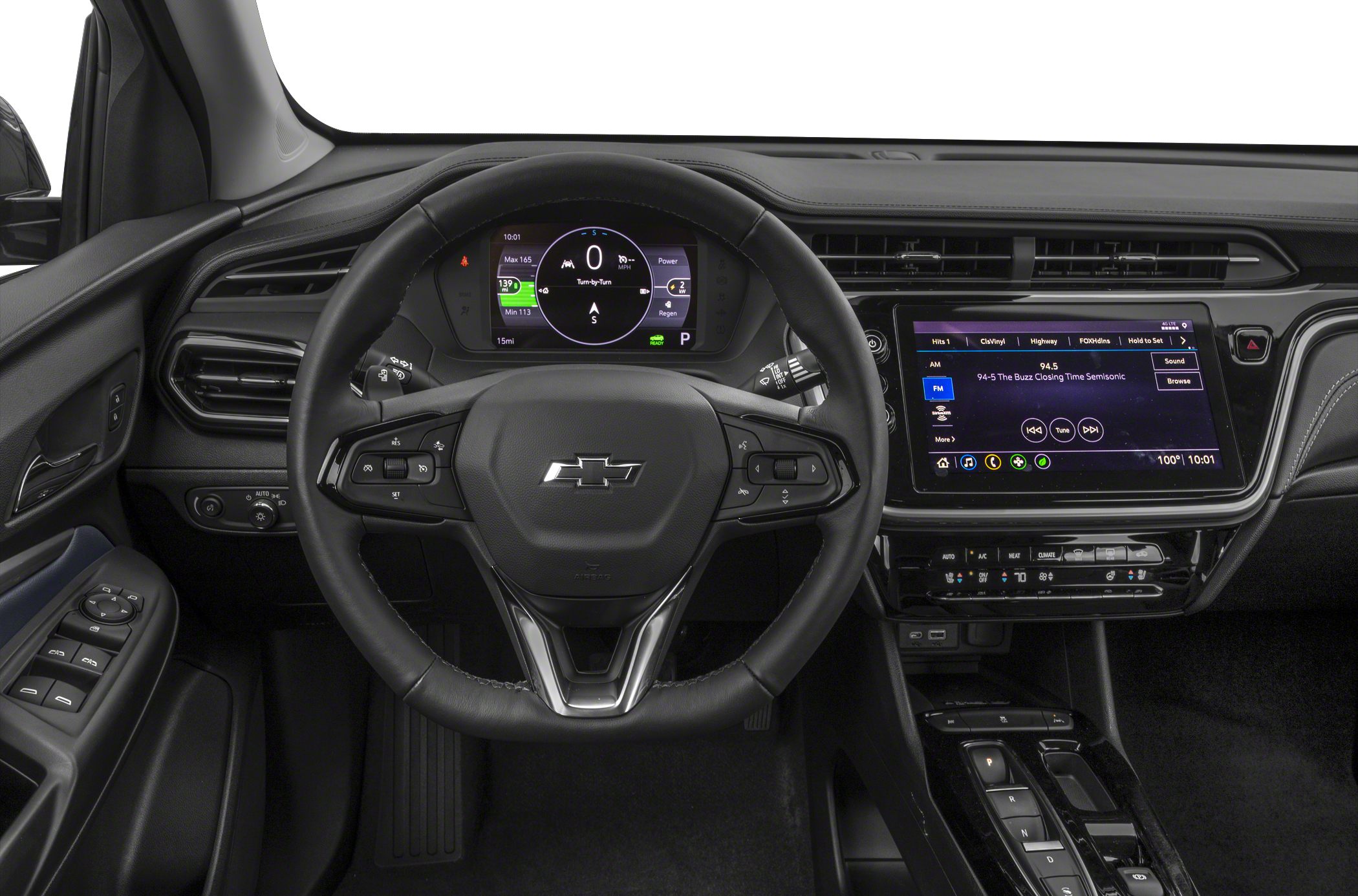 Digital dashboard, touchscreen infotainment, multifunction steering wheel in modern car interior