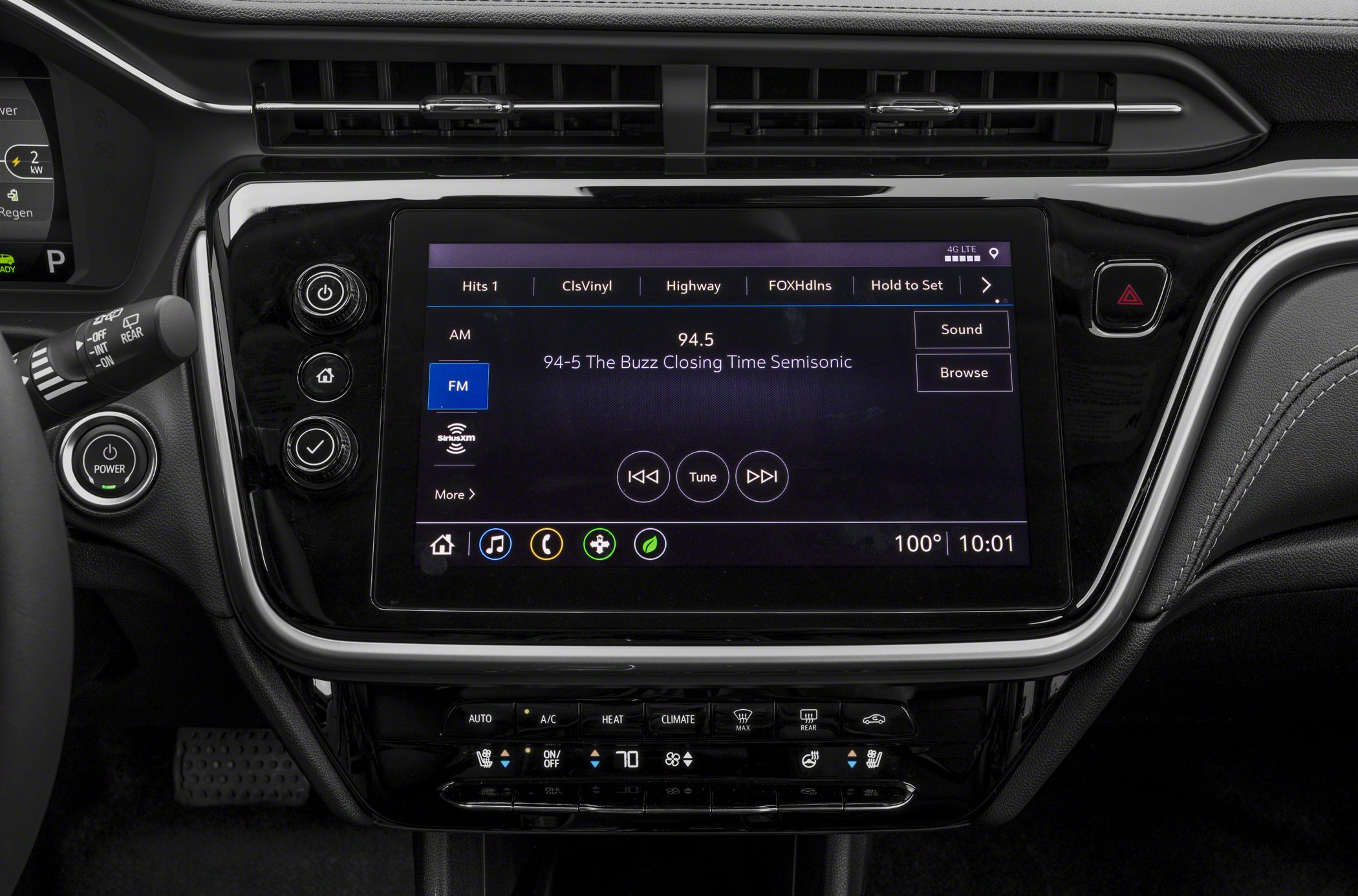 Touchscreen infotainment and climate control panel in center console