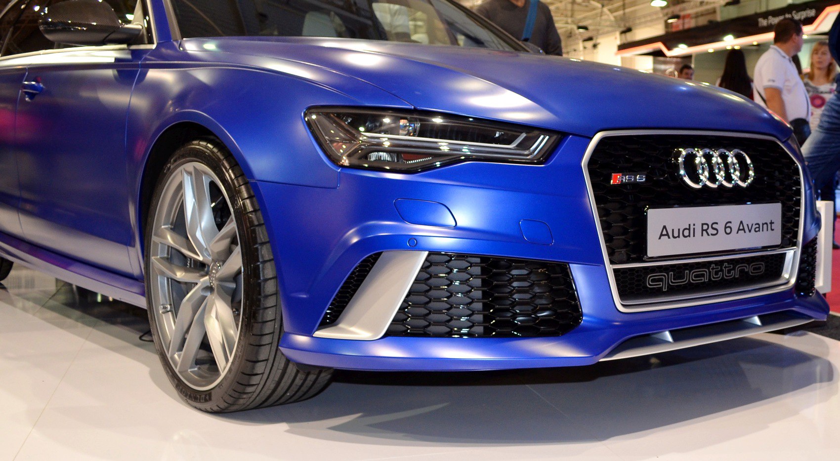 Front end with LED headlight and aggressive grille