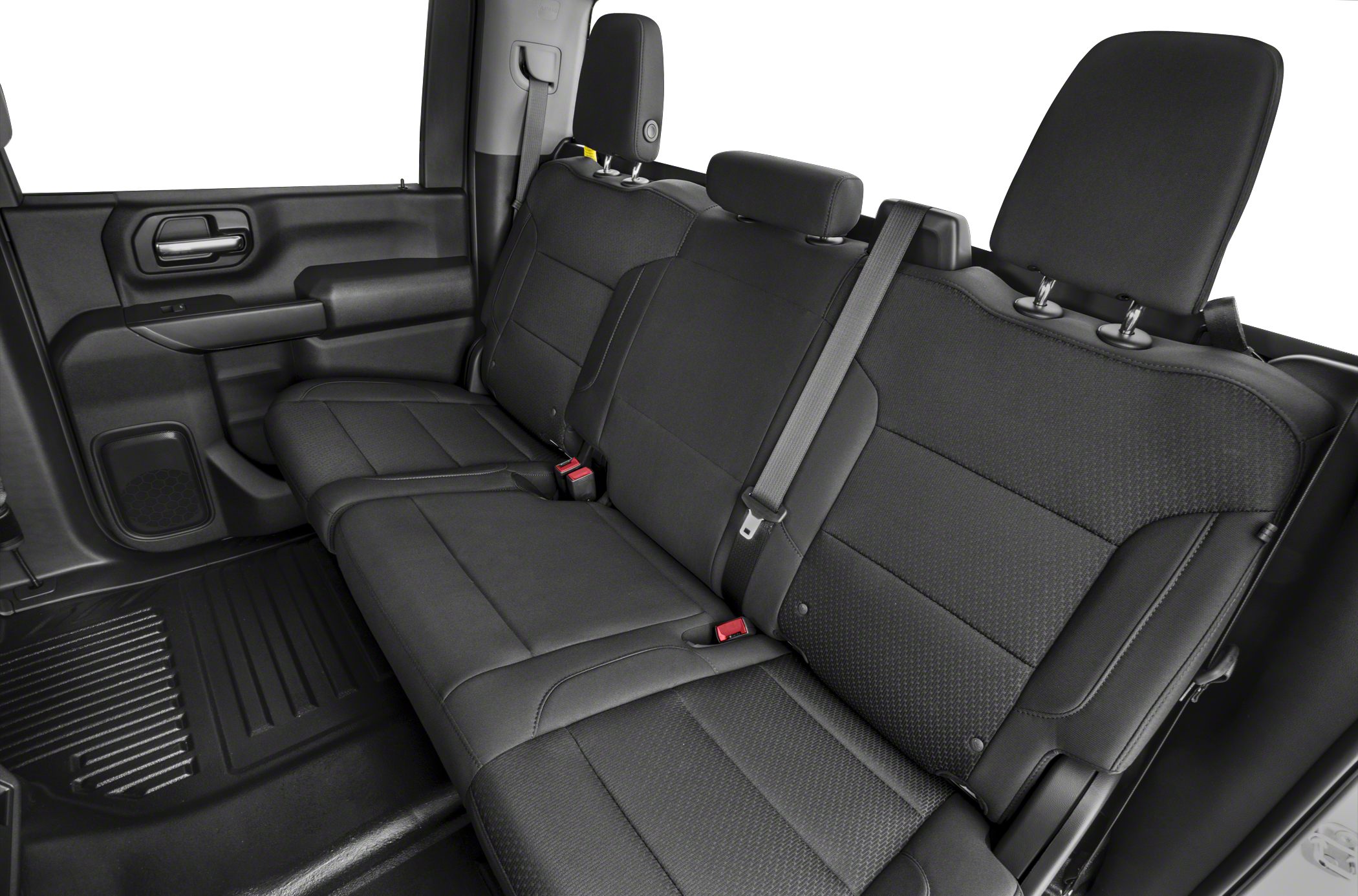 Black fabric rear double cab seat with seatbelts