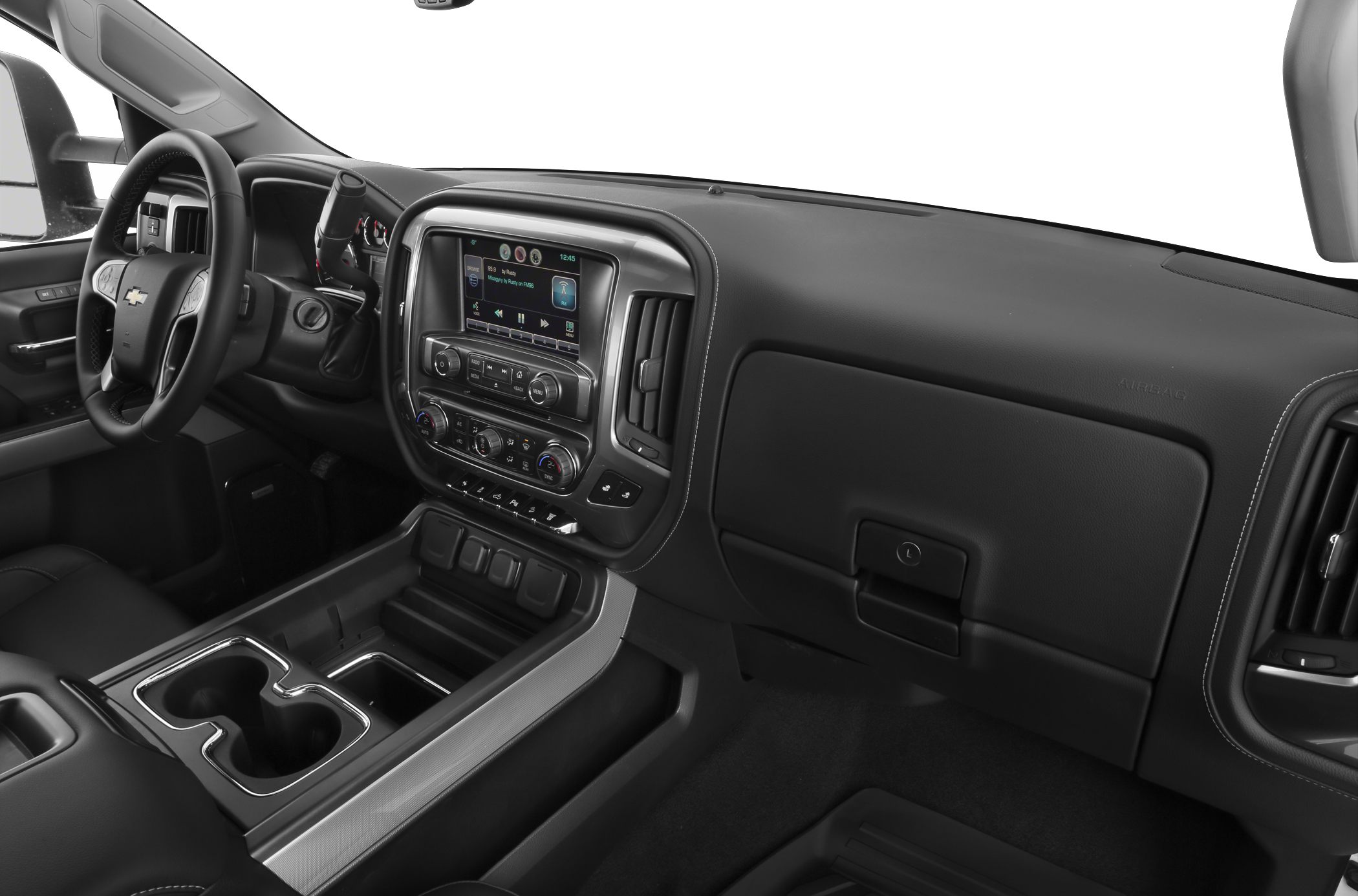 Interior dashboard and center console with touchscreen and controls
