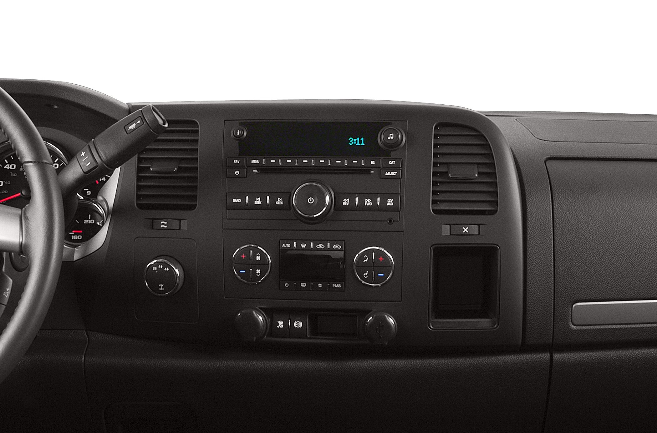 Dashboard with audio system and climate control knobs