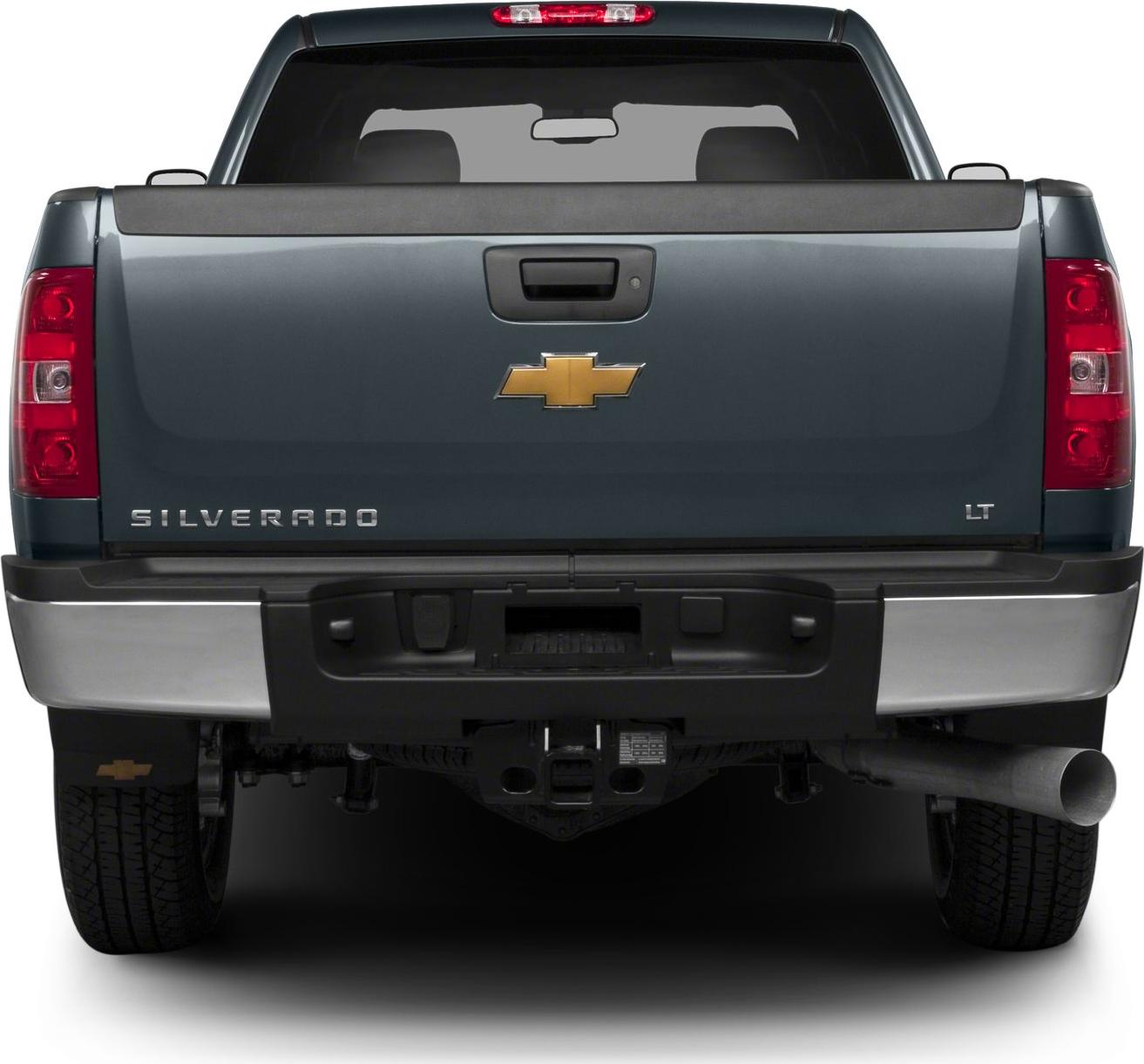 Extended cab long box rear view with tailgate and bumper