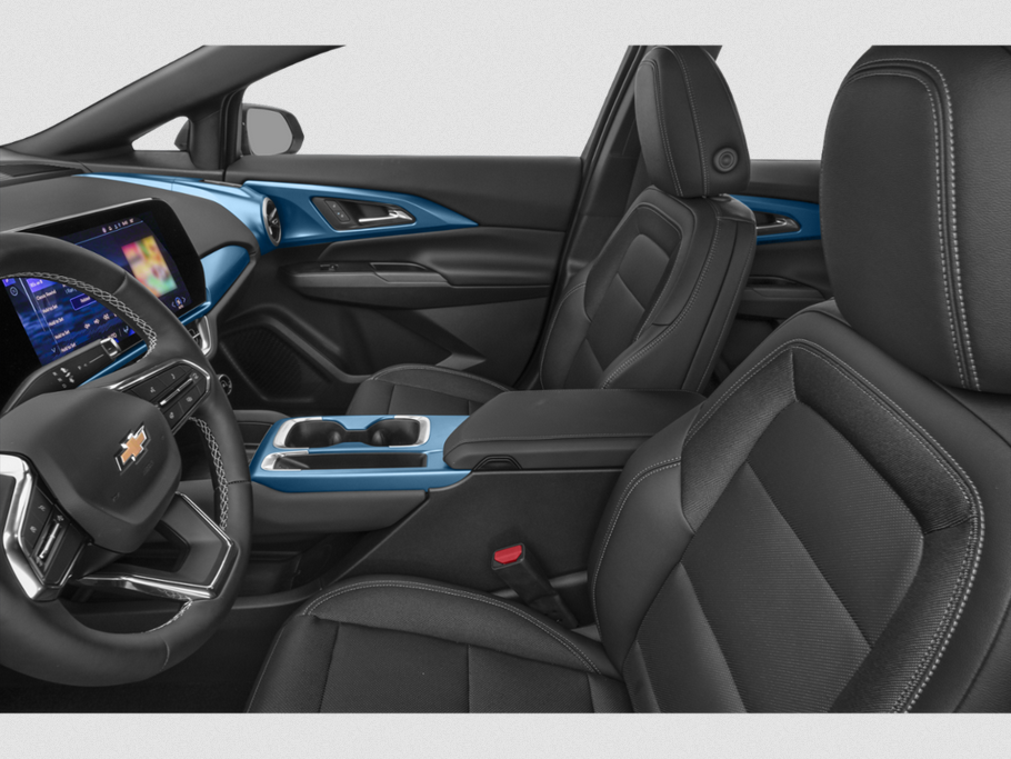Digital dashboard and premium black seats with blue trim interior