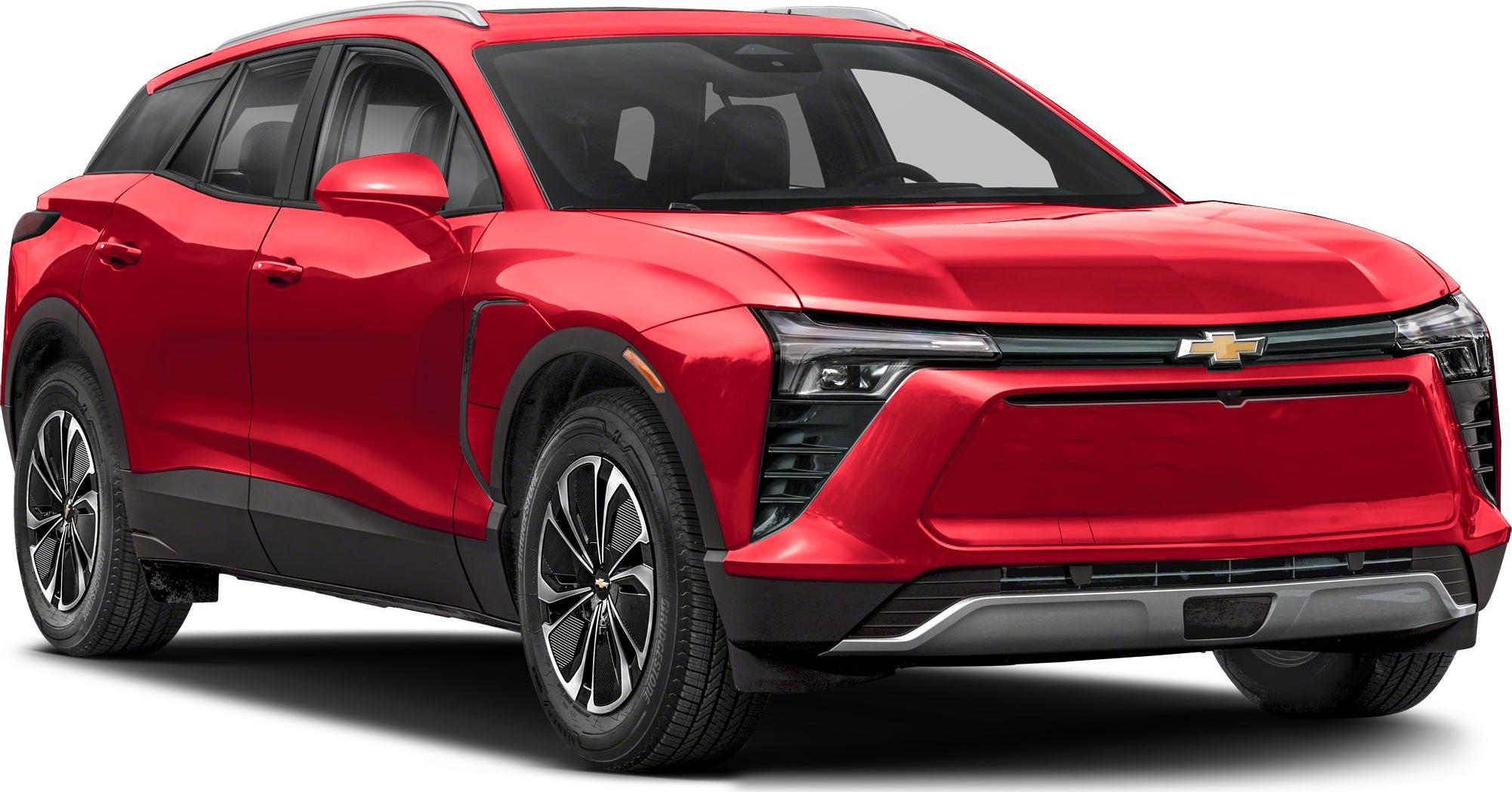 Front view of an electric SUV with LED headlights and aerodynamic body.