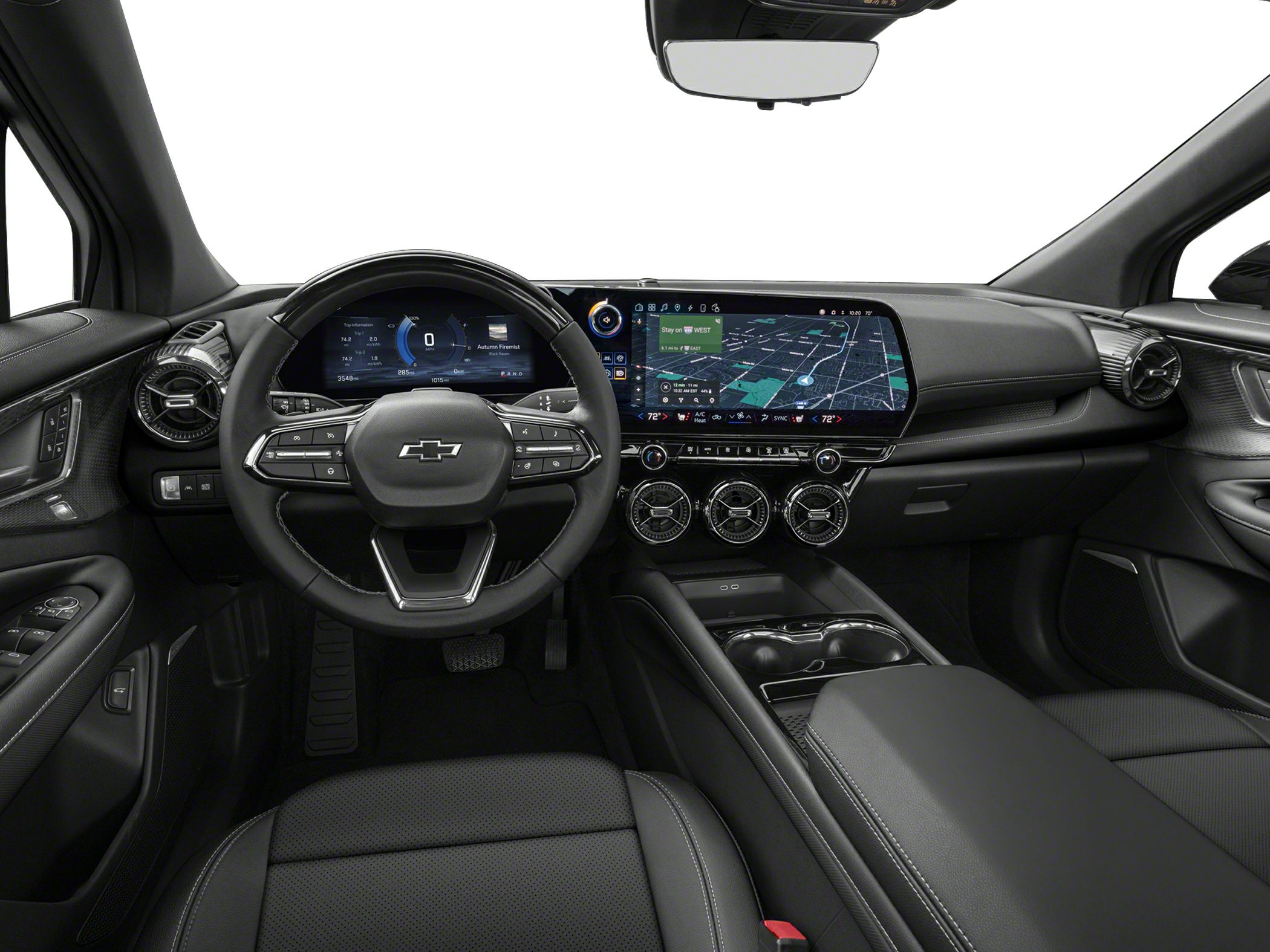 Digital dashboard and infotainment screen in modern SUV interior