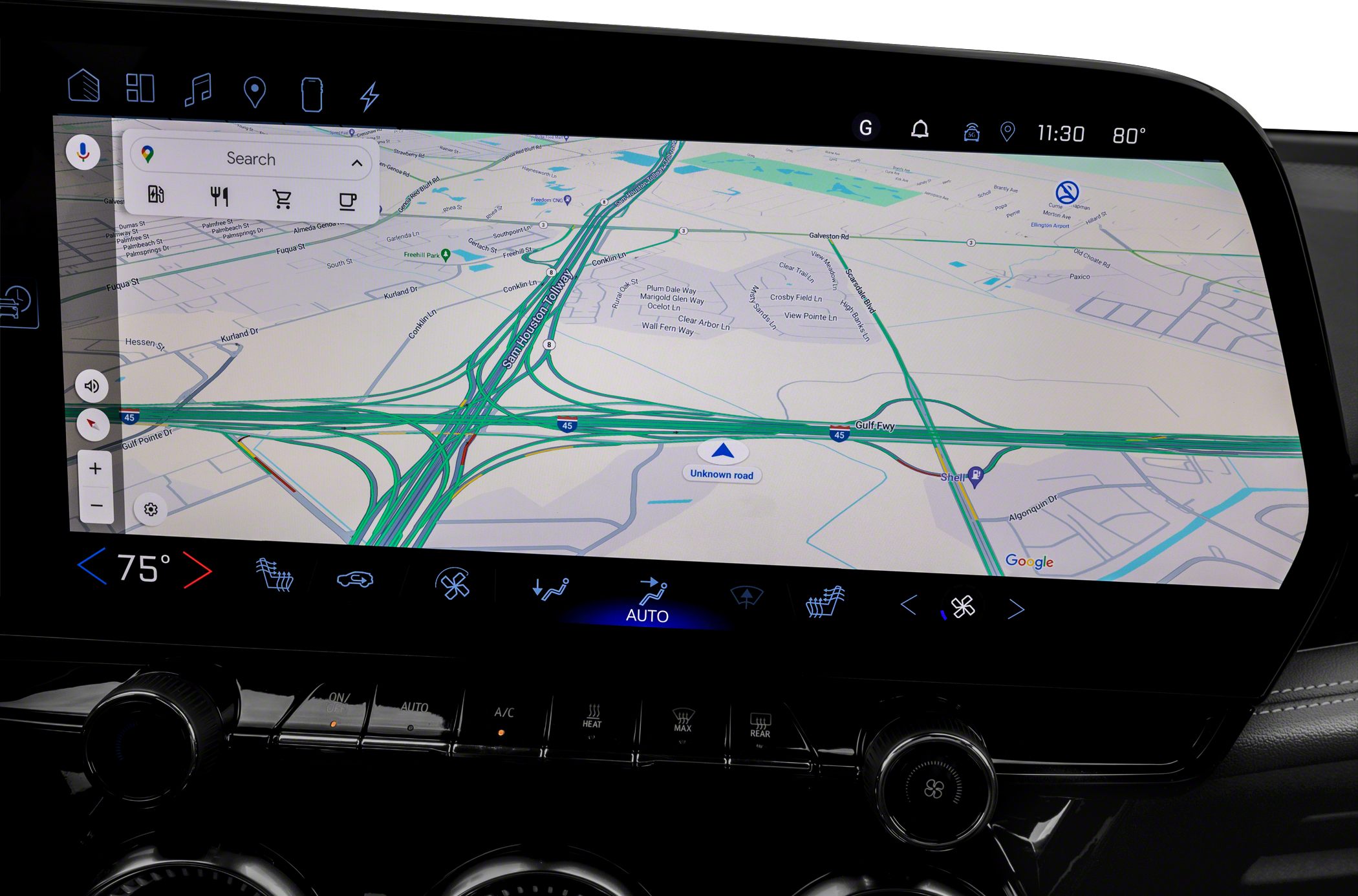 High-resolution touchscreen navigation system with climate controls