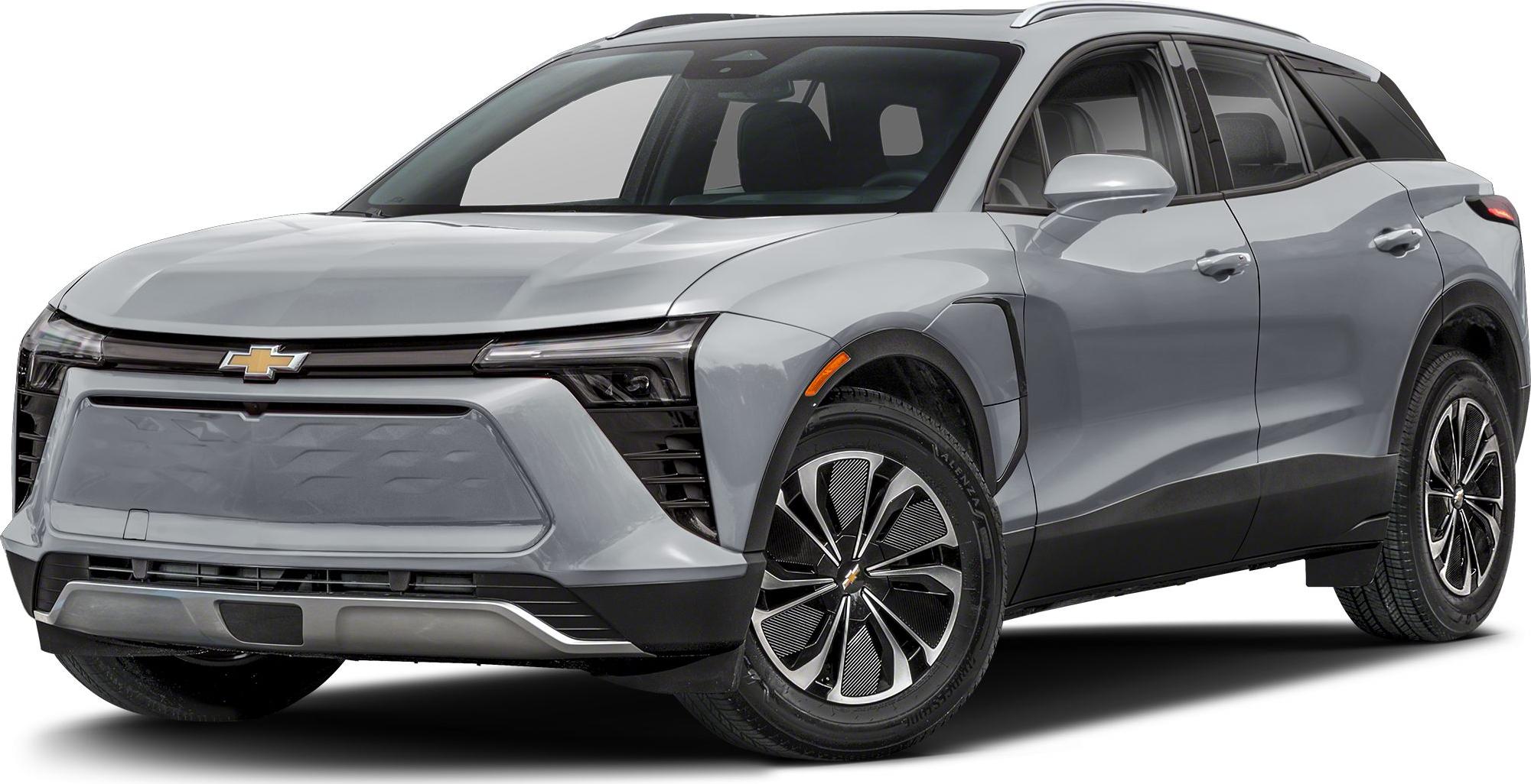 Front-side view of electric SUV with LED headlights and aerodynamic body