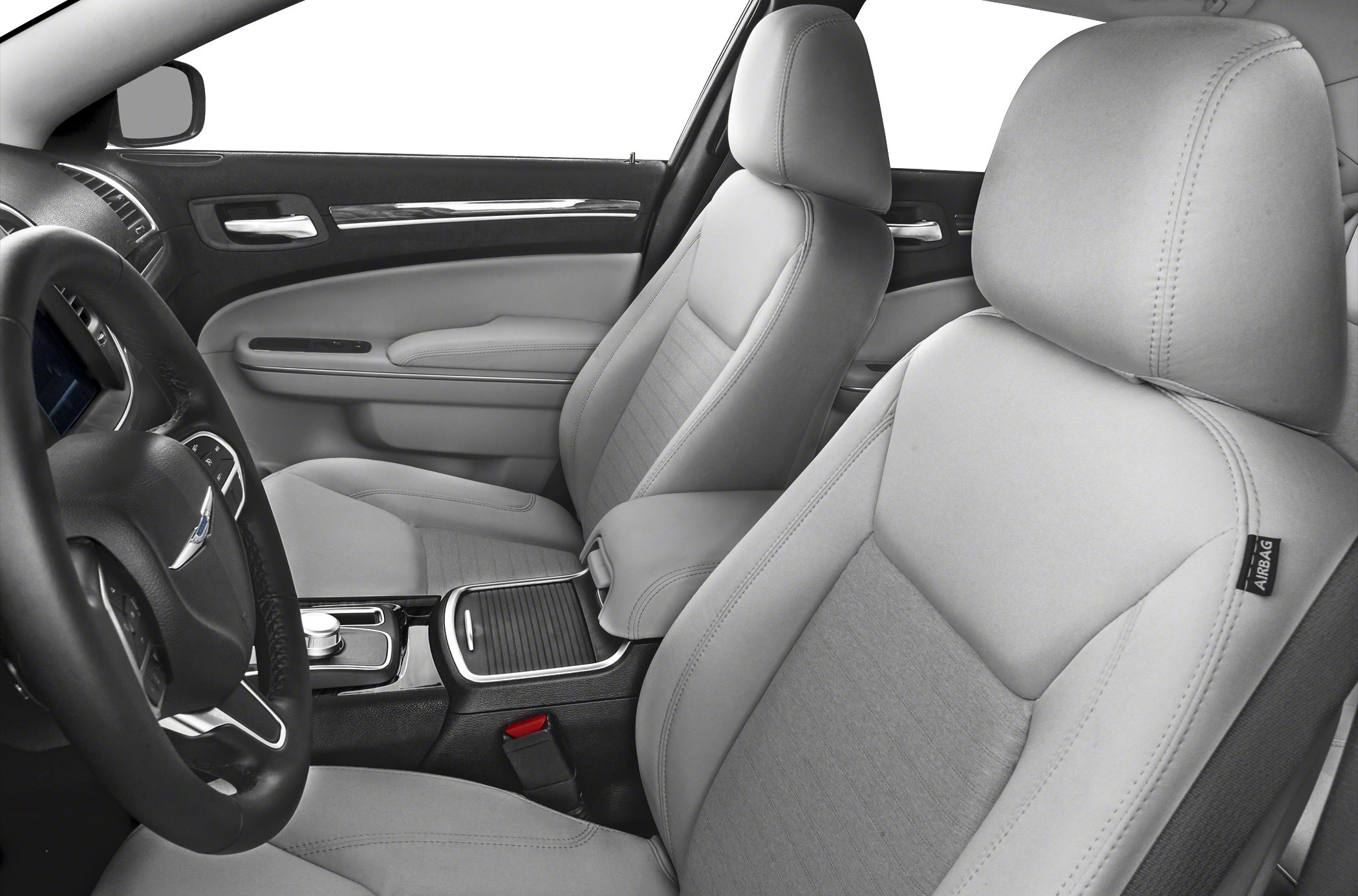 Leather front seats with center console and steering wheel