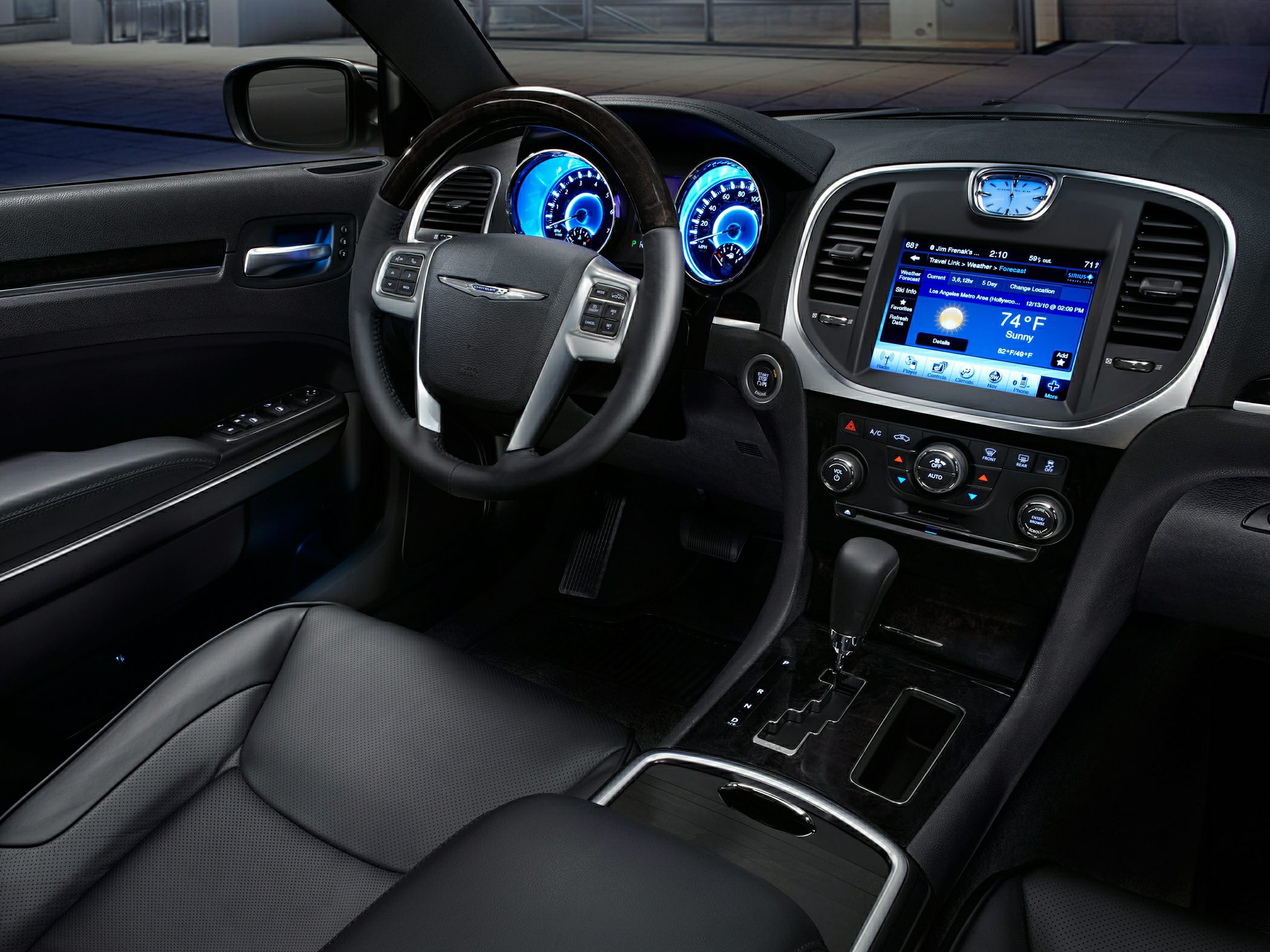 Digital instrument cluster and touchscreen infotainment in car interior