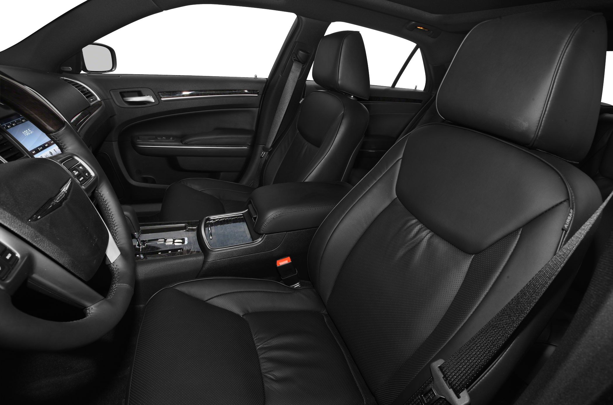 Black leather seats and modern dashboard interior