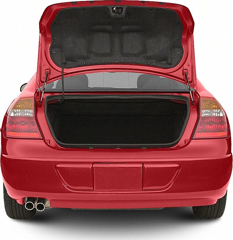 Open rear trunk with dual exhaust and rear lights