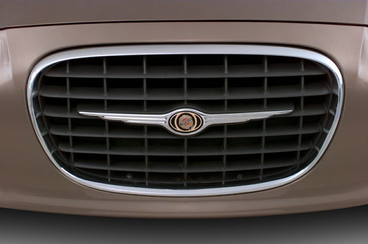 Close-up of front grille with emblem