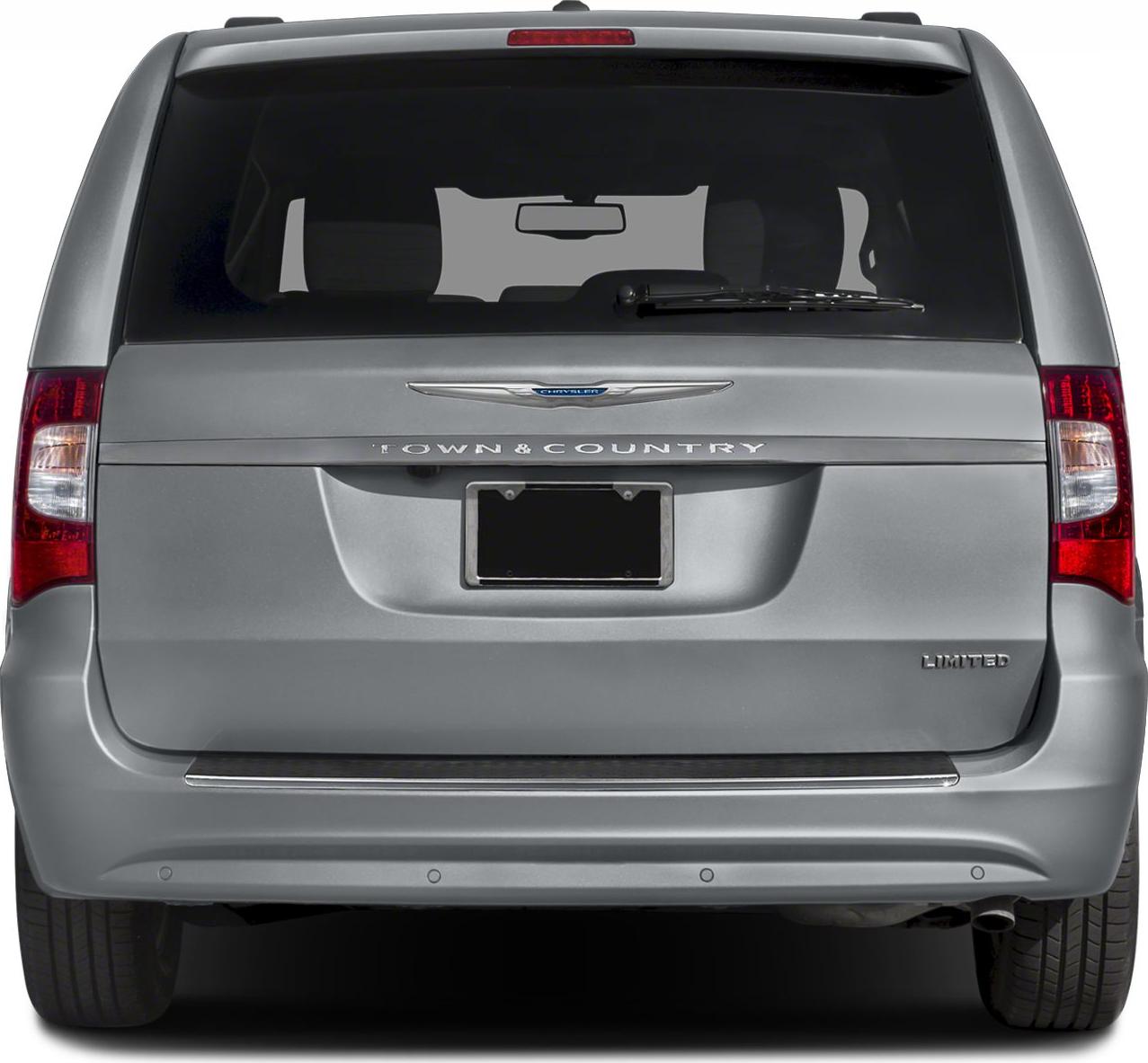 Rear view of minivan with taillights and rear windshield
