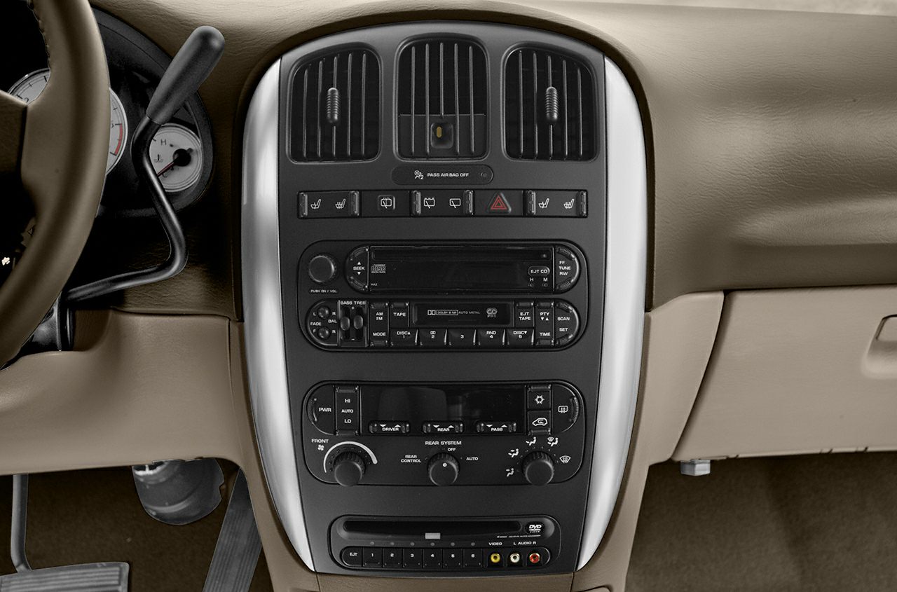 Vehicle dashboard center console with audio and climate controls