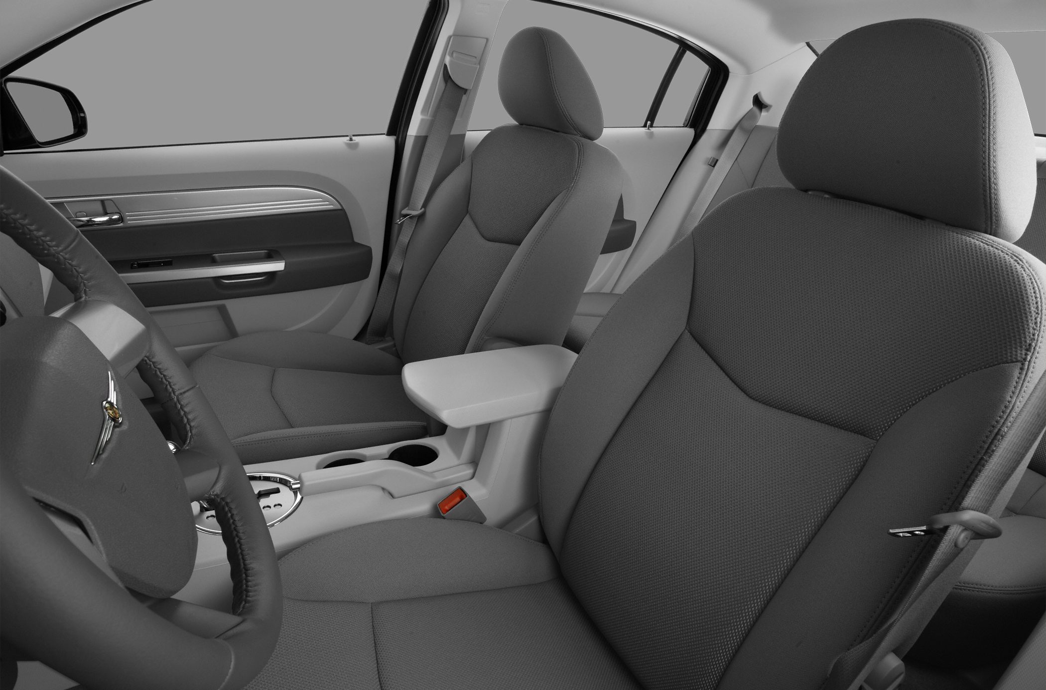 Front interior with fabric seats and center console