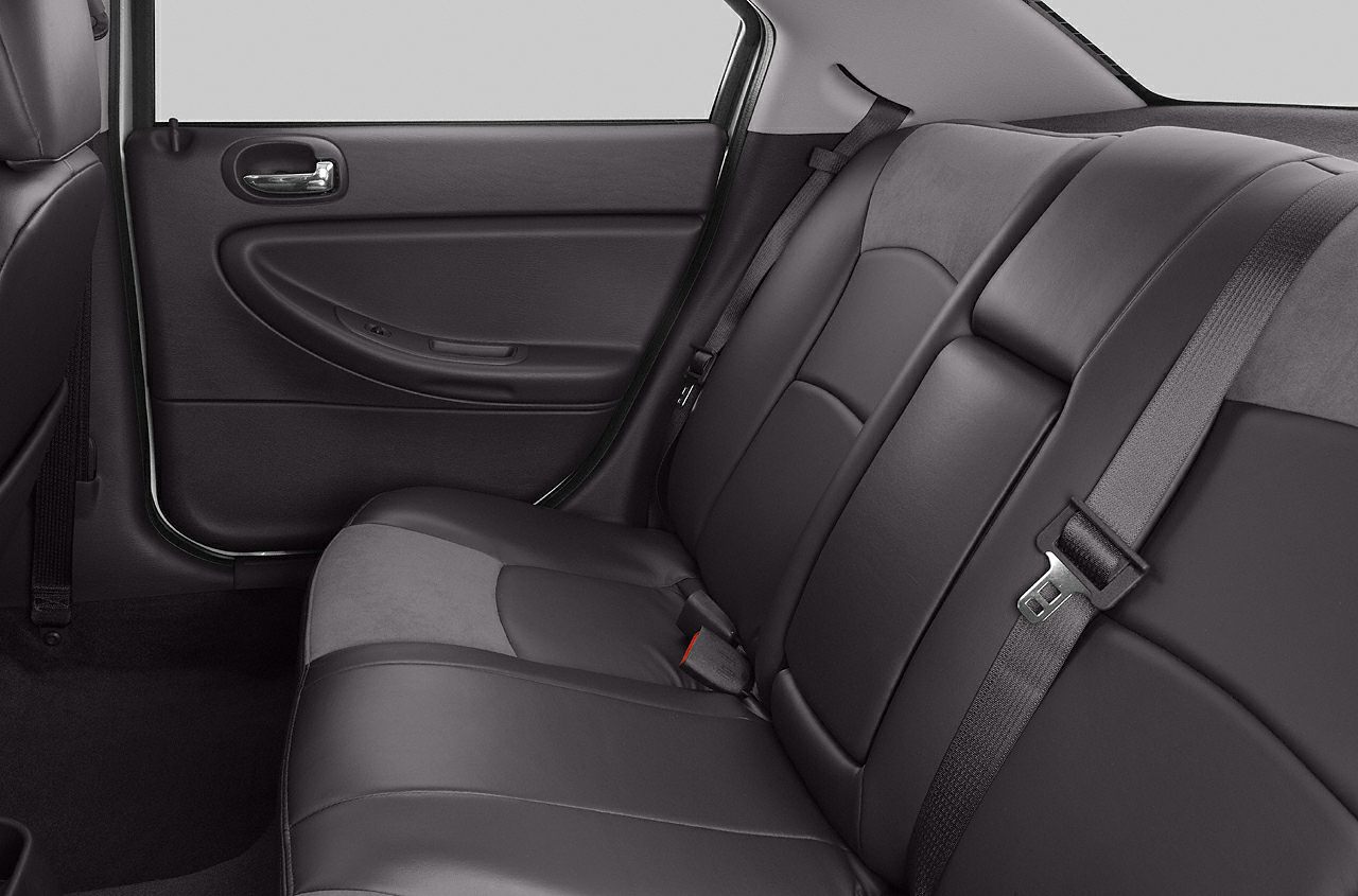 Rear leather seats with seatbelt and door panel interior