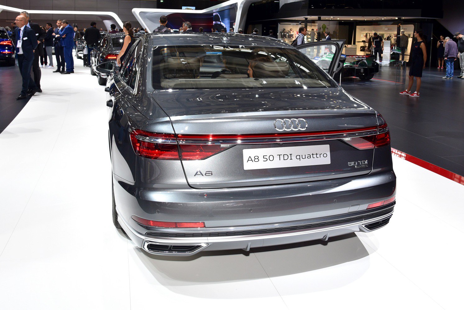 Rear view with LED tail light strip and dual exhausts
