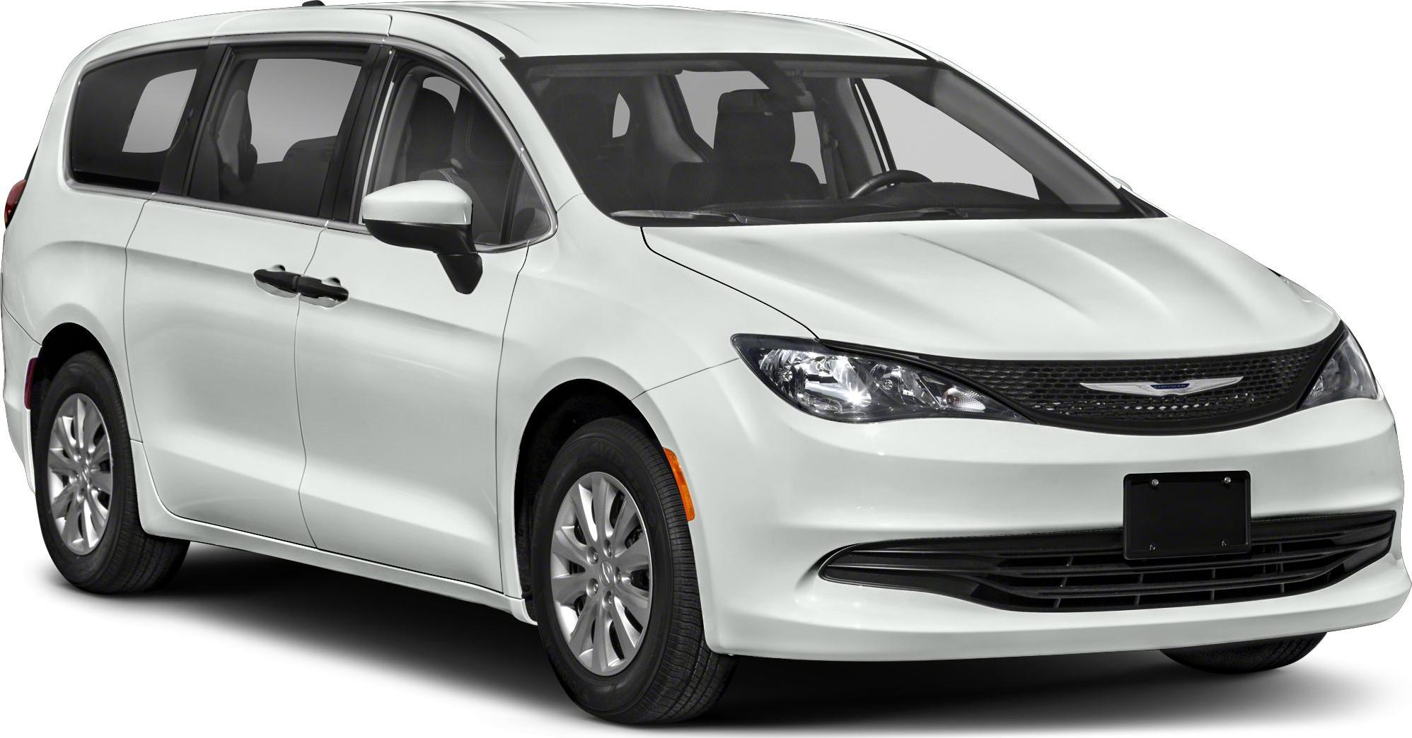 Front-side view of a white modern minivan