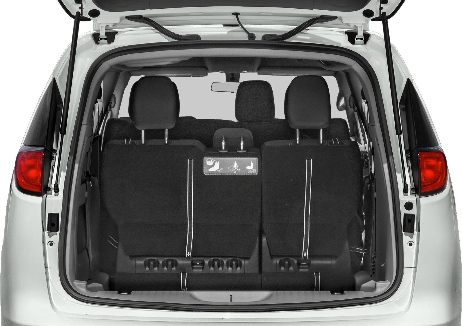 Rear seats and trunk area with hatch open on vehicle