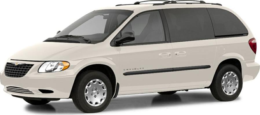 Side profile of a beige minivan with sliding door and roof rails.