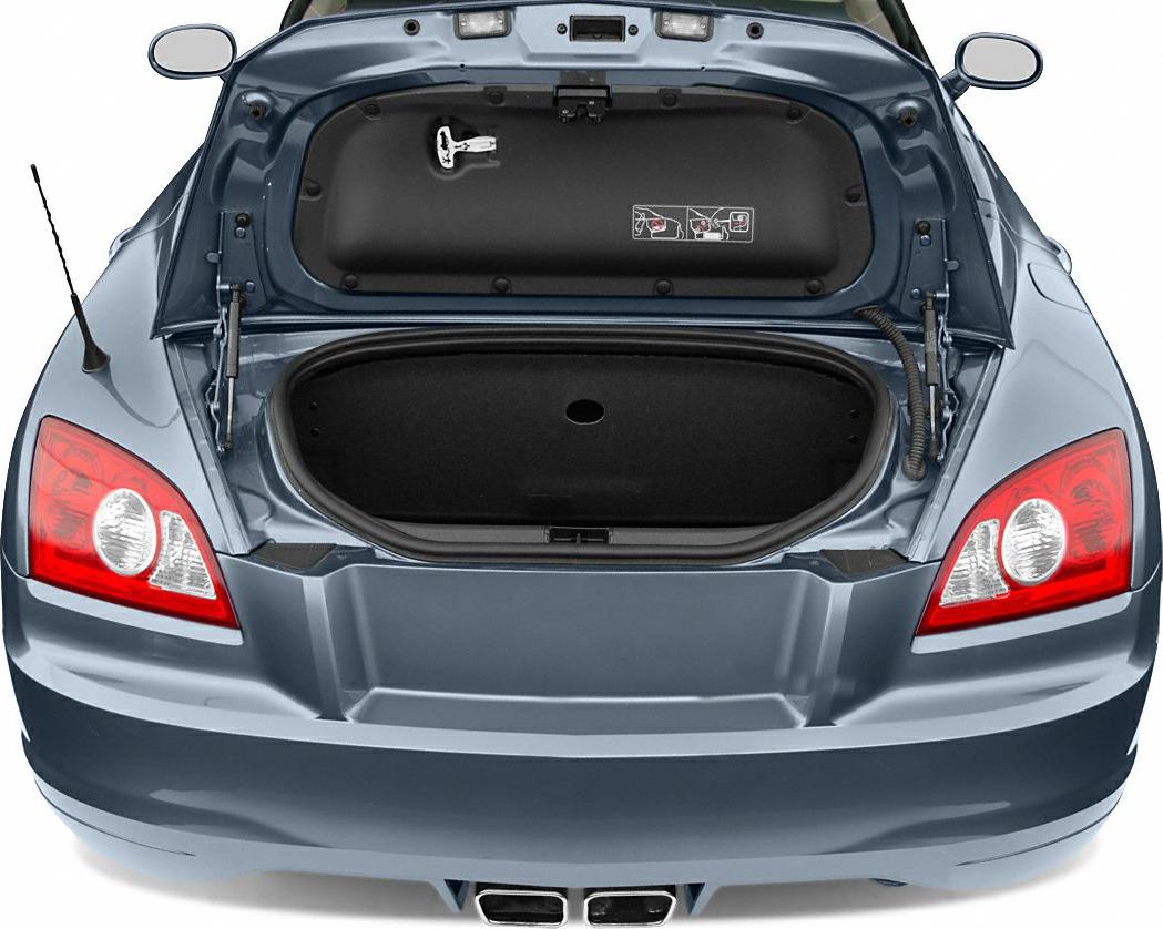 Open trunk and taillights visible at rear of sports roadster