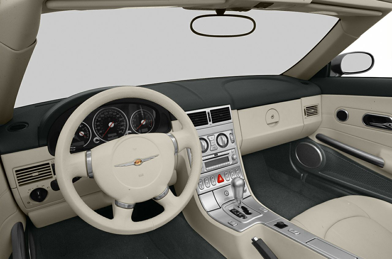 Steering wheel, dashboard, and central console of a convertible roadster