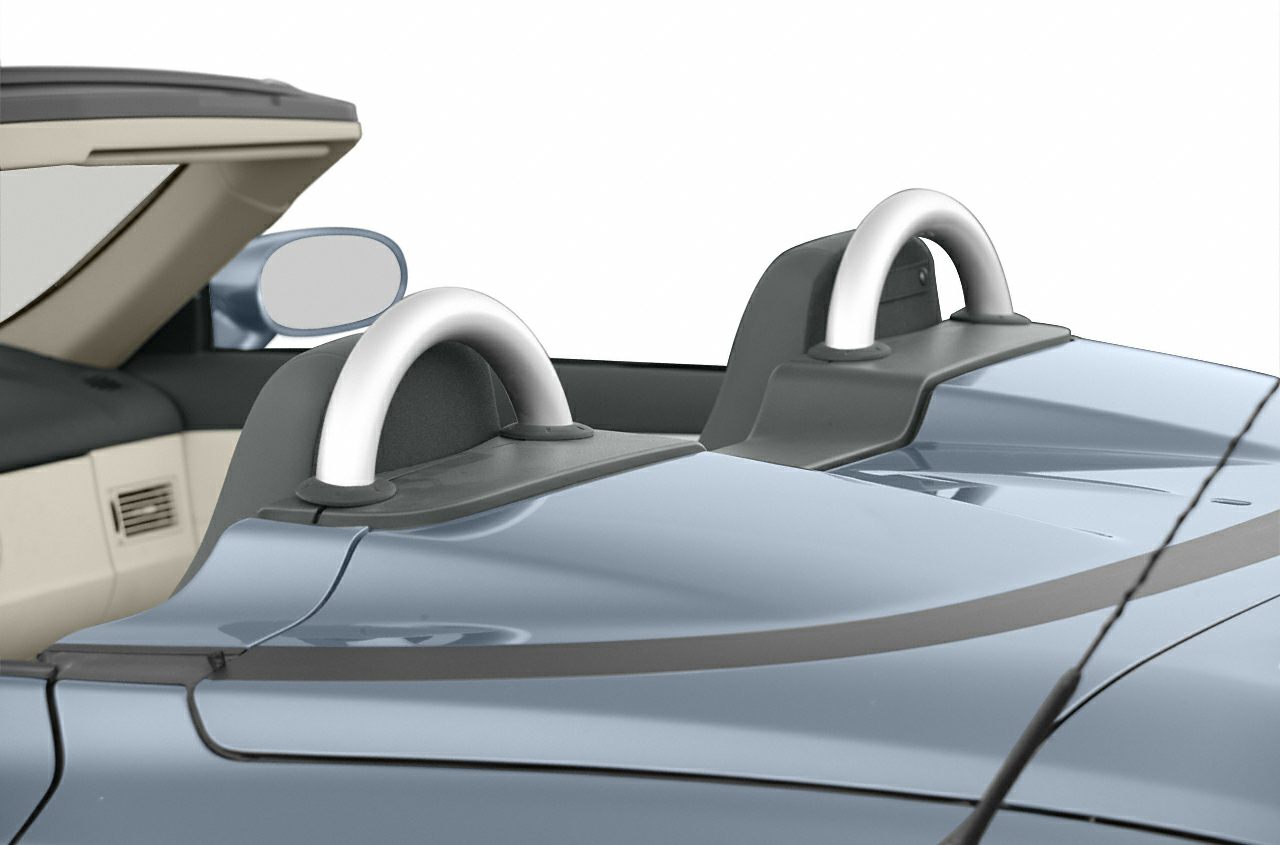 Dual rollover bars on convertible roadster