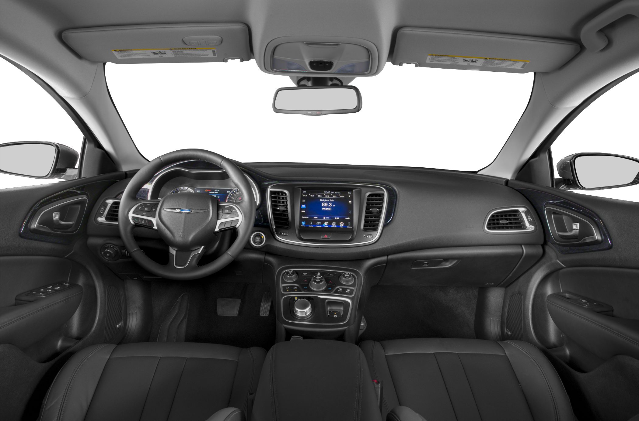 Interior dashboard with touchscreen and multifunction steering wheel