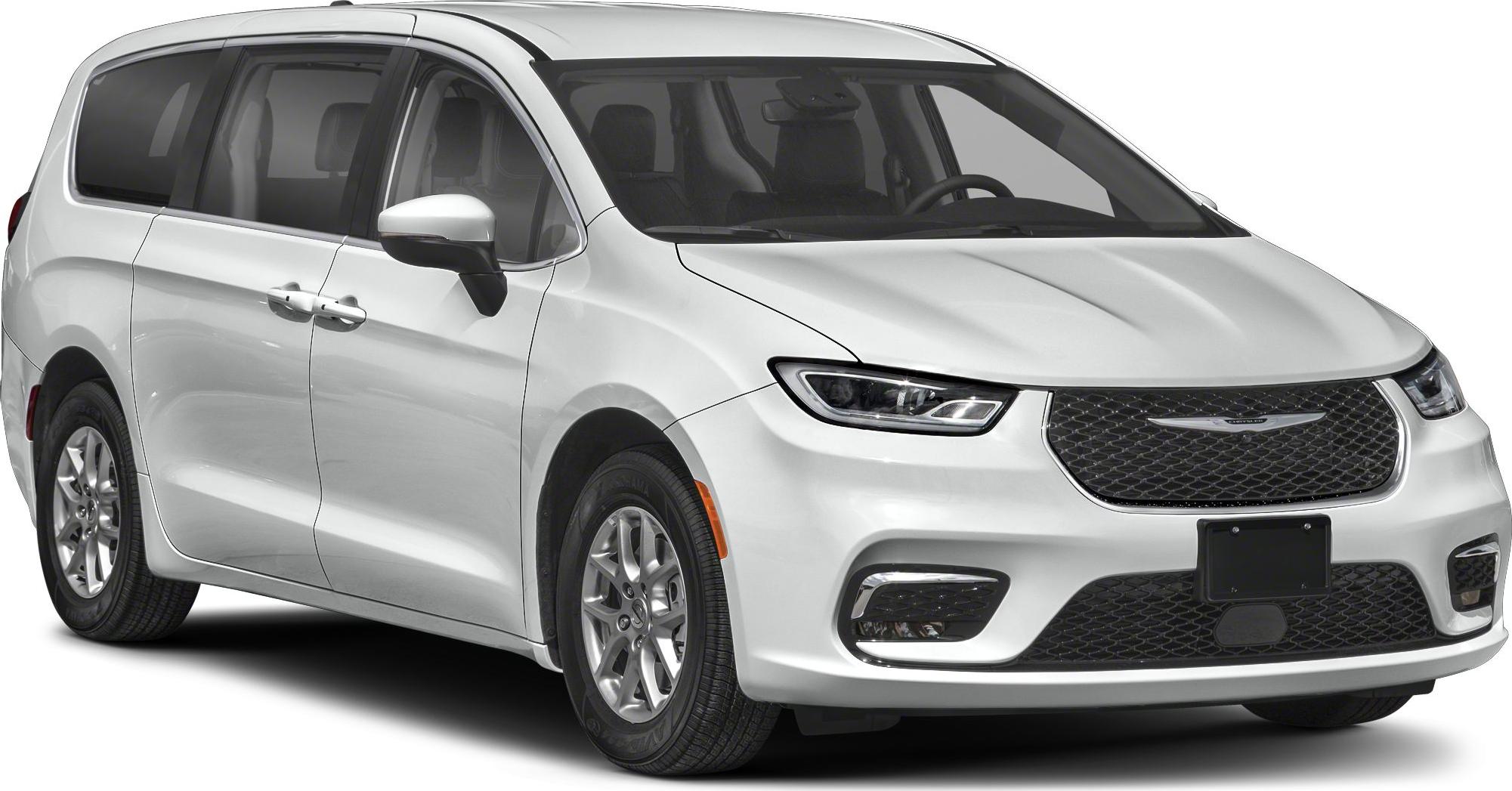 Front profile of minivan with LED headlights and mesh grille