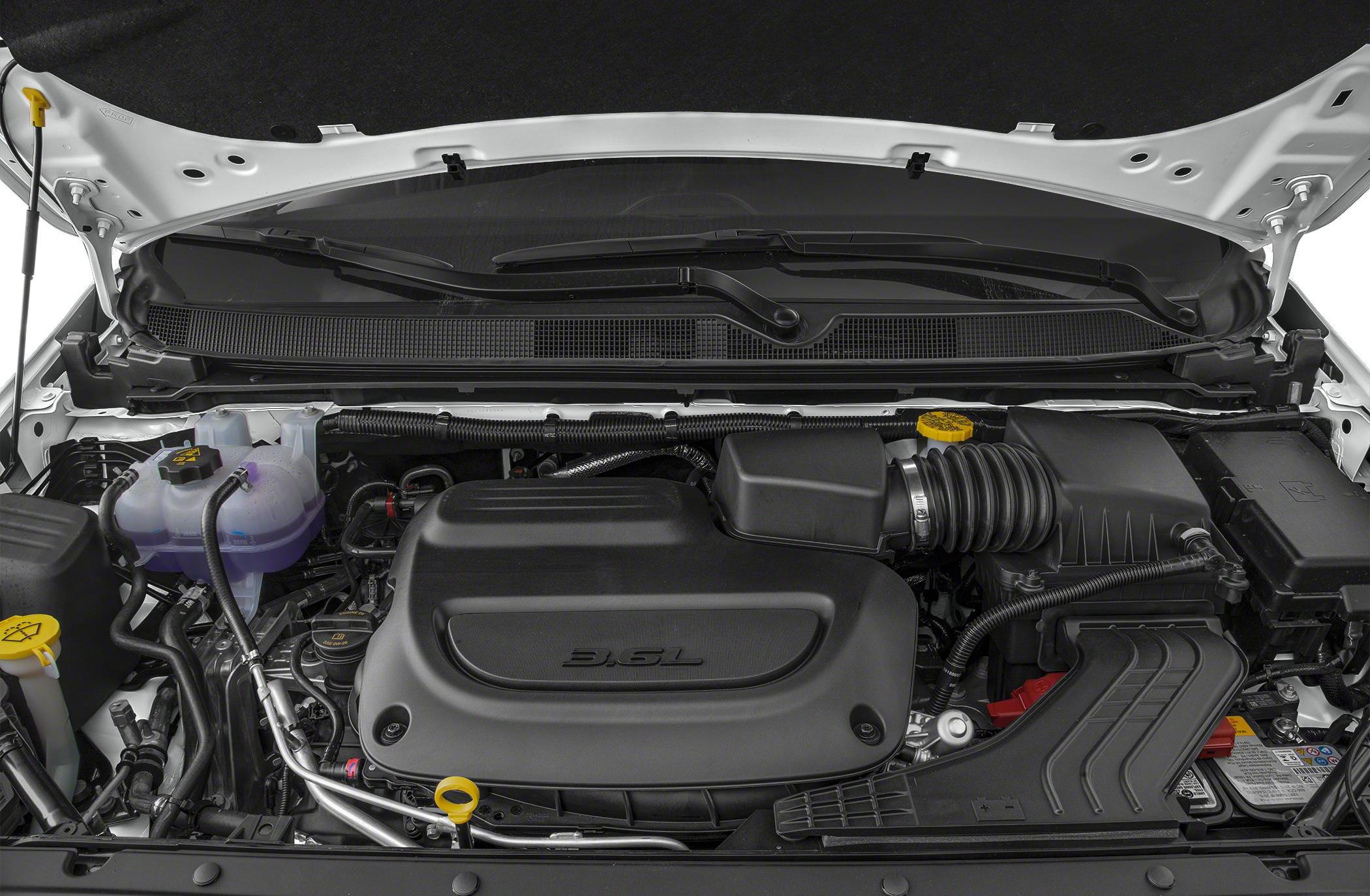 3.6L engine compartment with labeled components and fluid reservoirs