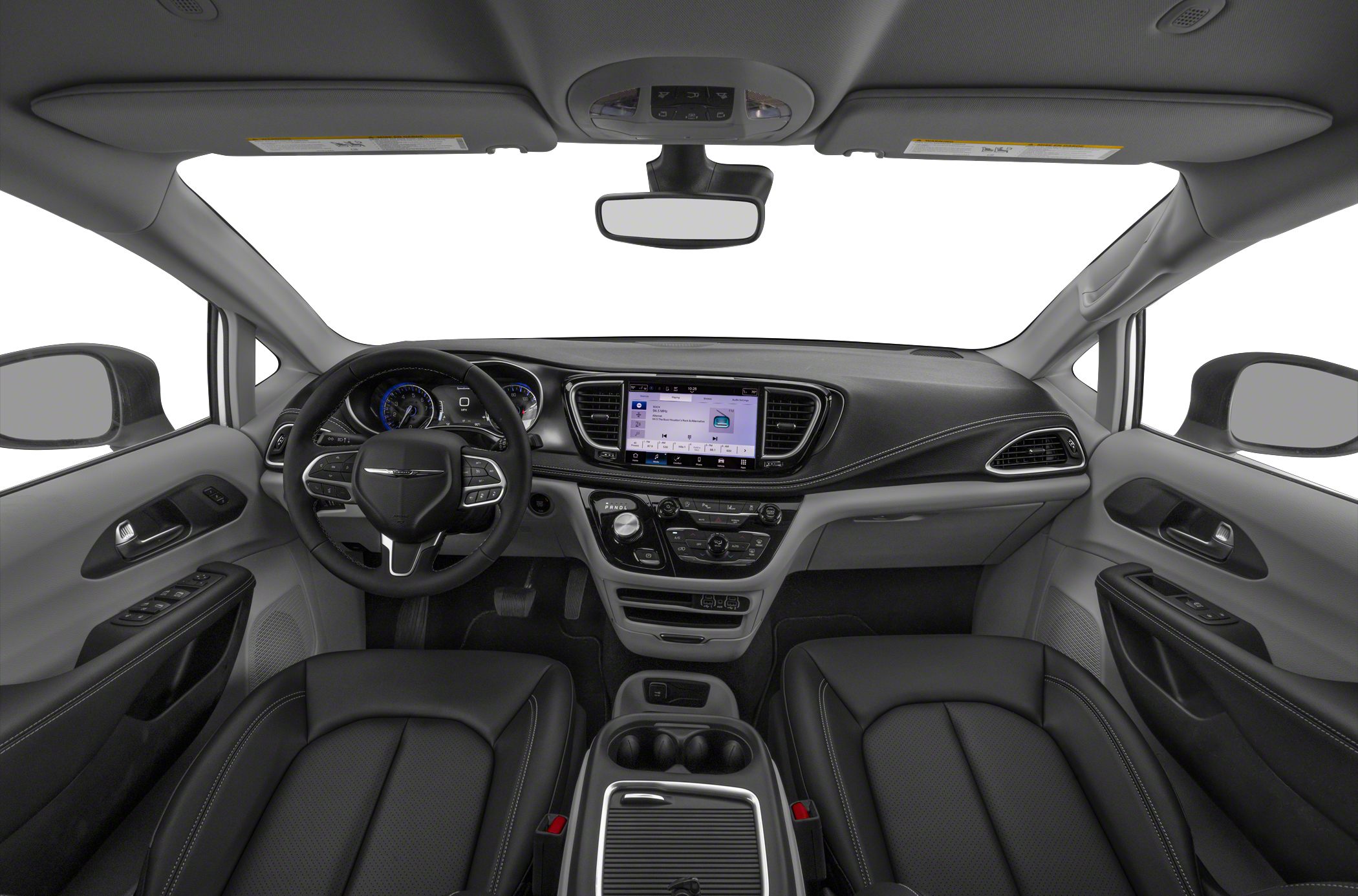 Modern dashboard with touchscreen and multifunction steering wheel