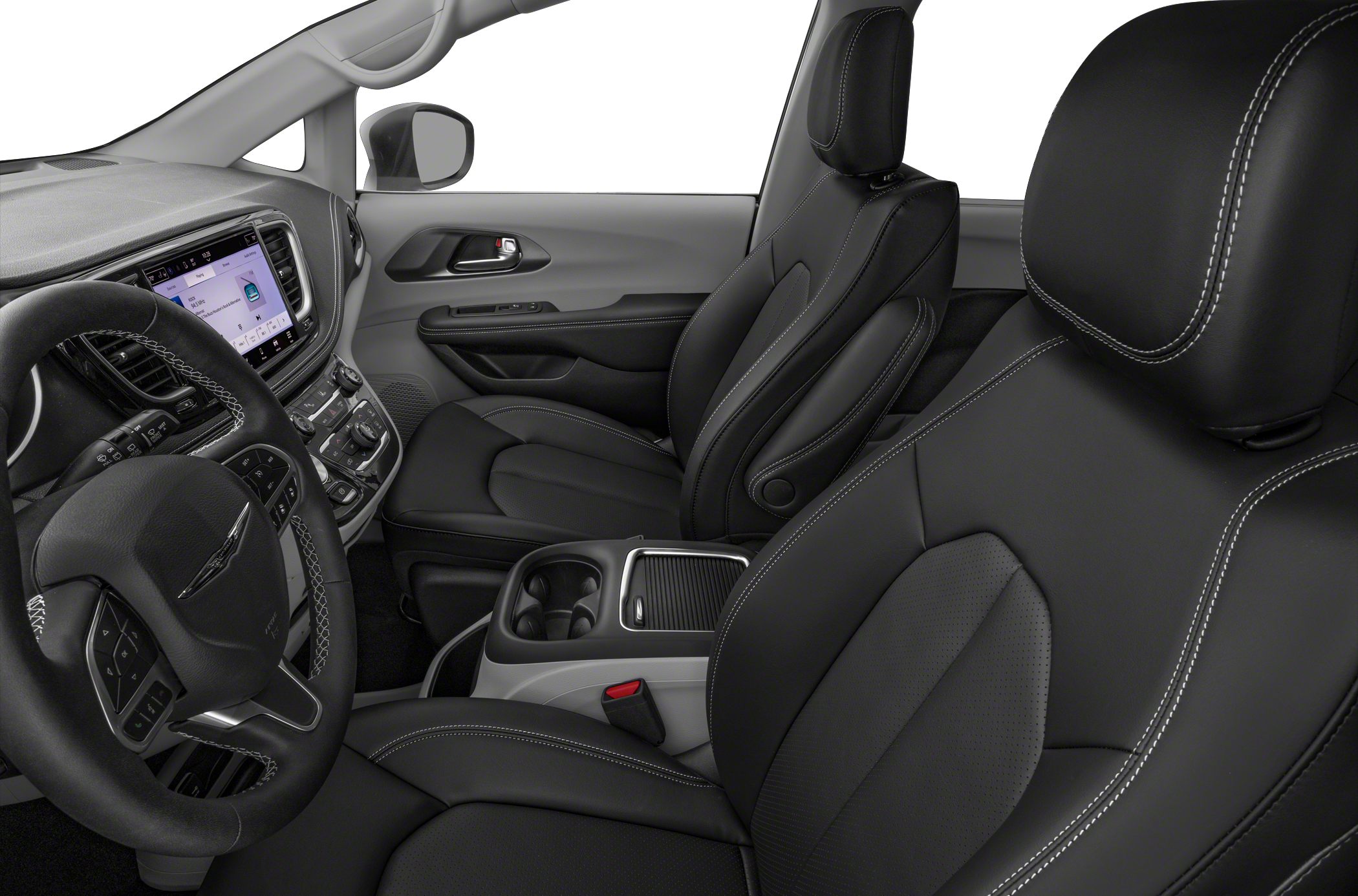 Leather front seats and touchscreen dashboard interior